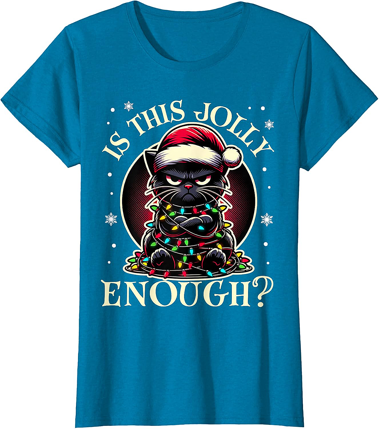  Is This Jolly Enough Cat Christmas T-Shirt Funny Tee