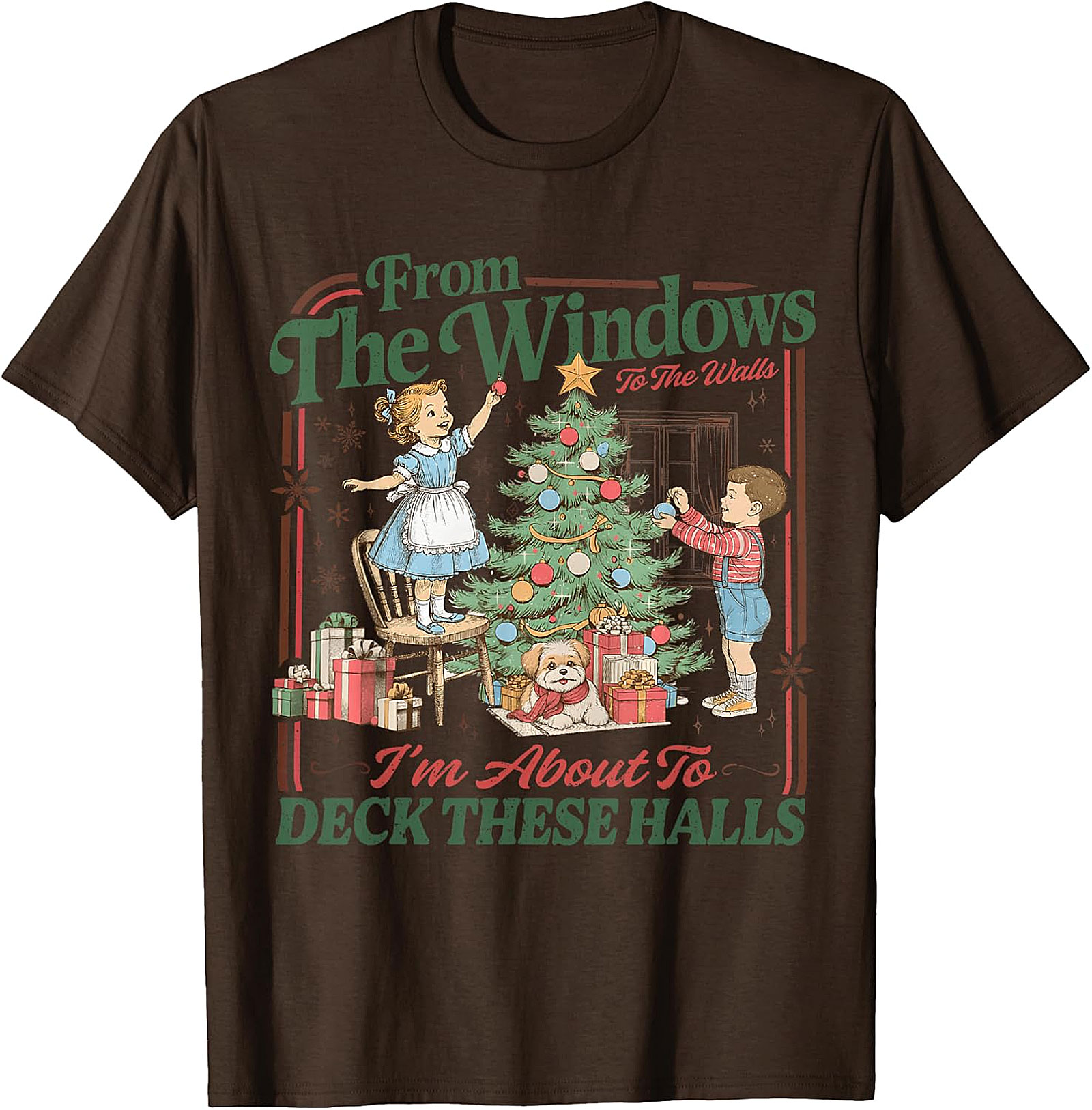 Deck These Halls Vintage Christmas T-Shirt | Retro Holiday Tee