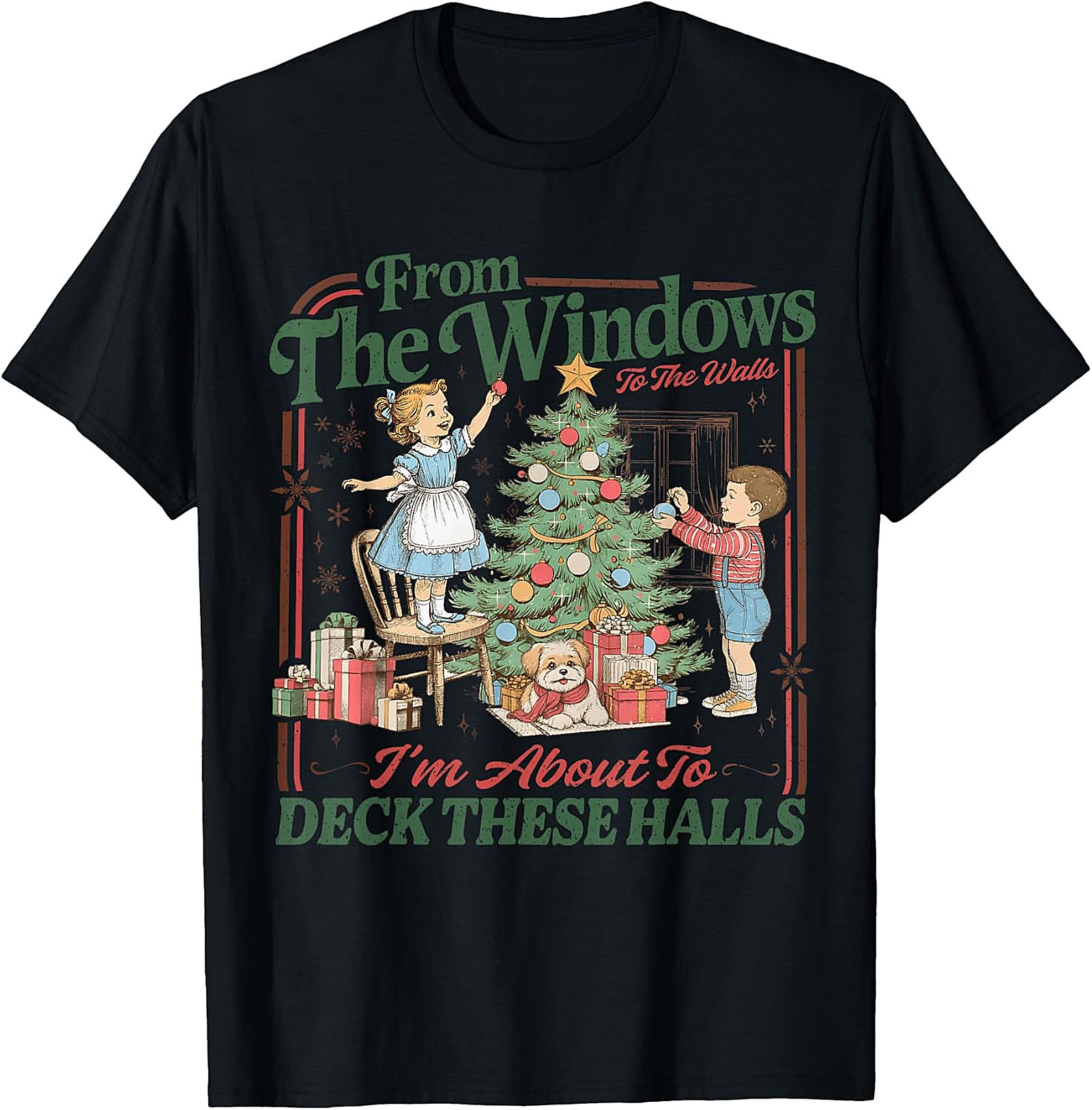 Deck These Halls Vintage Christmas T-Shirt | Retro Holiday Tee