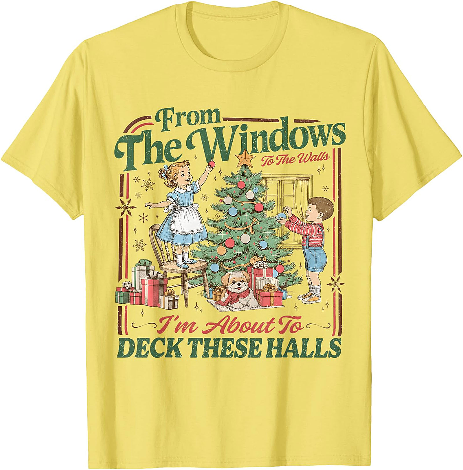 Deck These Halls Vintage Christmas T-Shirt | Retro Holiday Tee