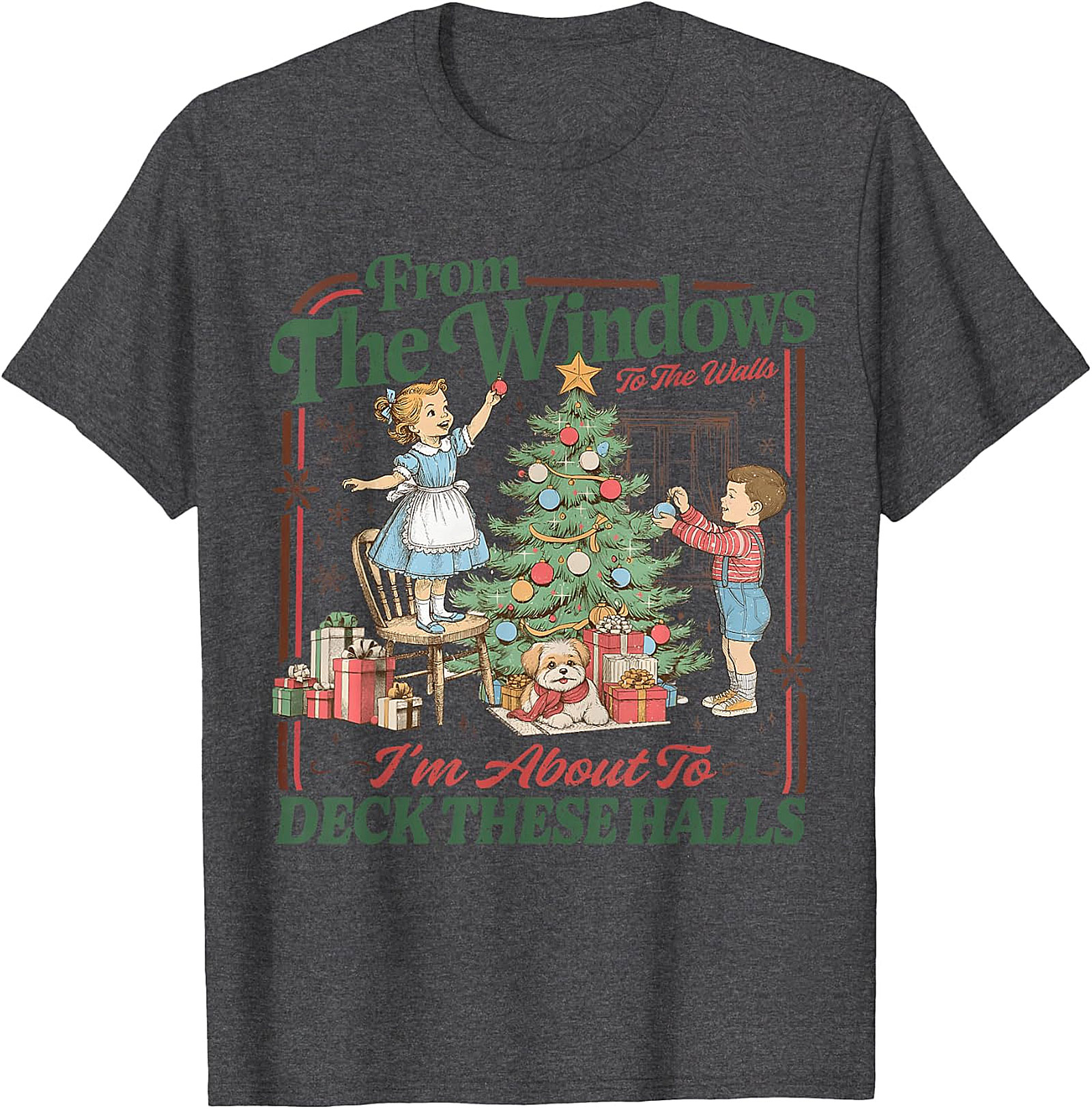 Deck These Halls Vintage Christmas T-Shirt | Retro Holiday Tee