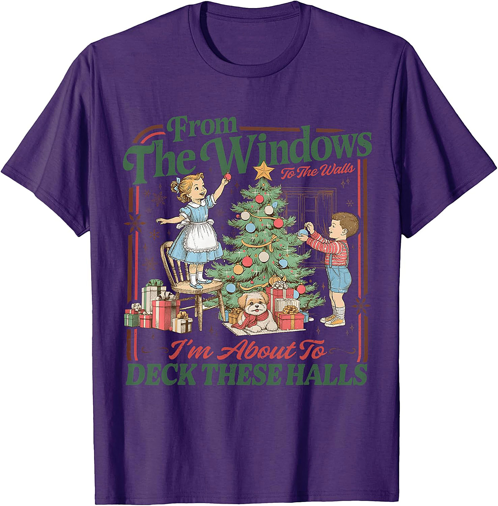 Deck These Halls Vintage Christmas T-Shirt | Retro Holiday Tee