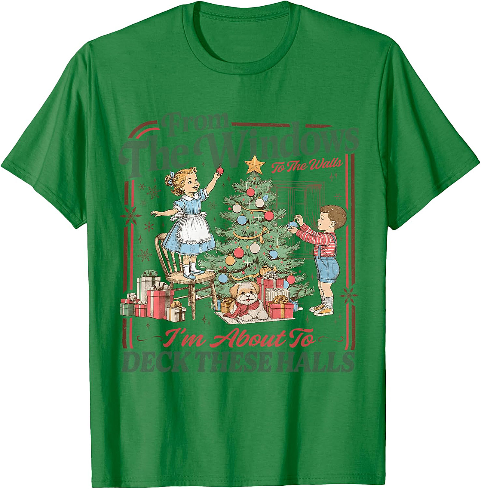 Deck These Halls Vintage Christmas T-Shirt | Retro Holiday Tee