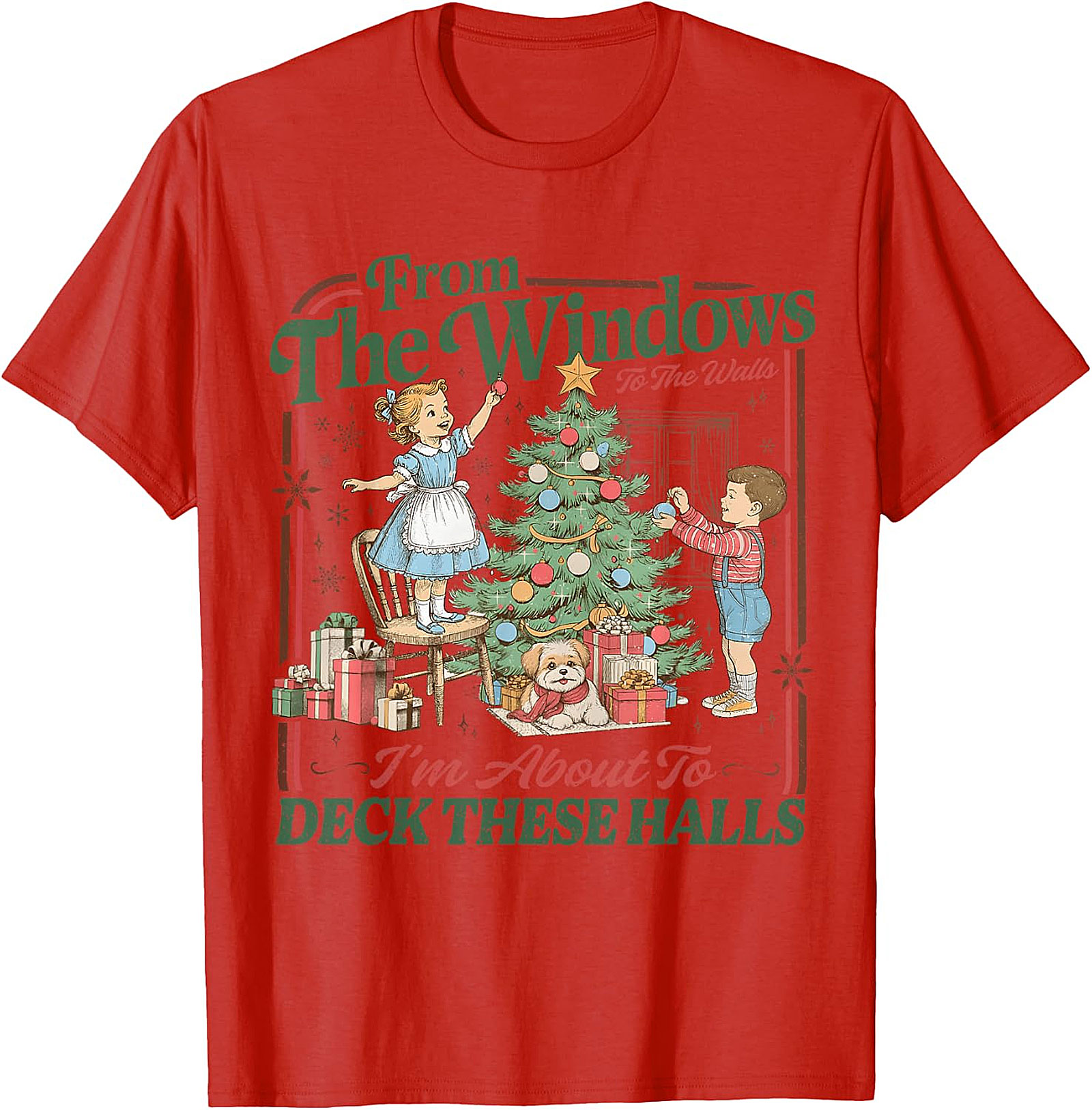 Deck These Halls Vintage Christmas T-Shirt | Retro Holiday Tee