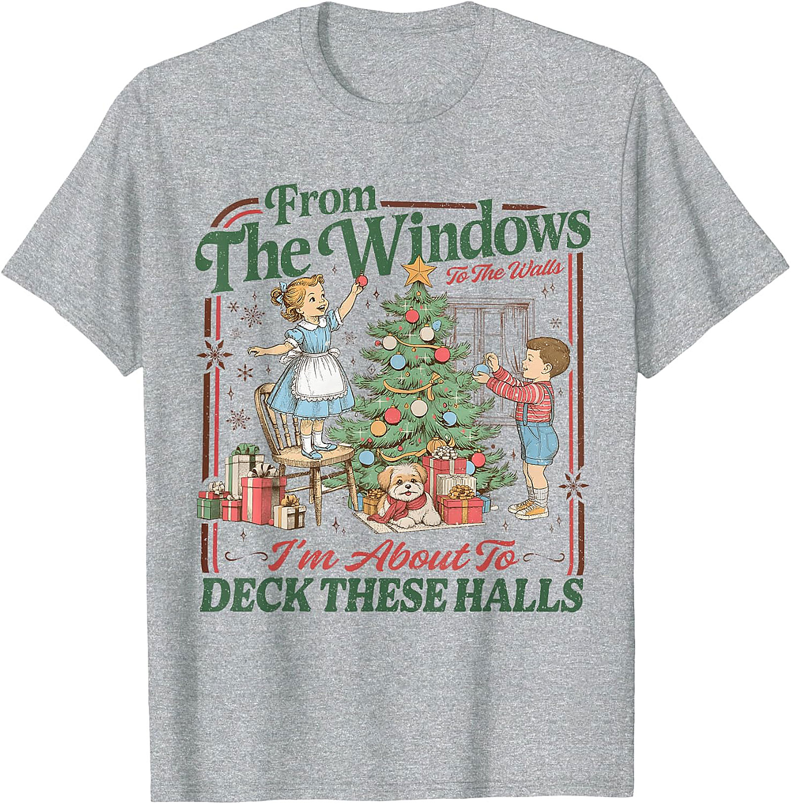 Deck These Halls Vintage Christmas T-Shirt | Retro Holiday Tee