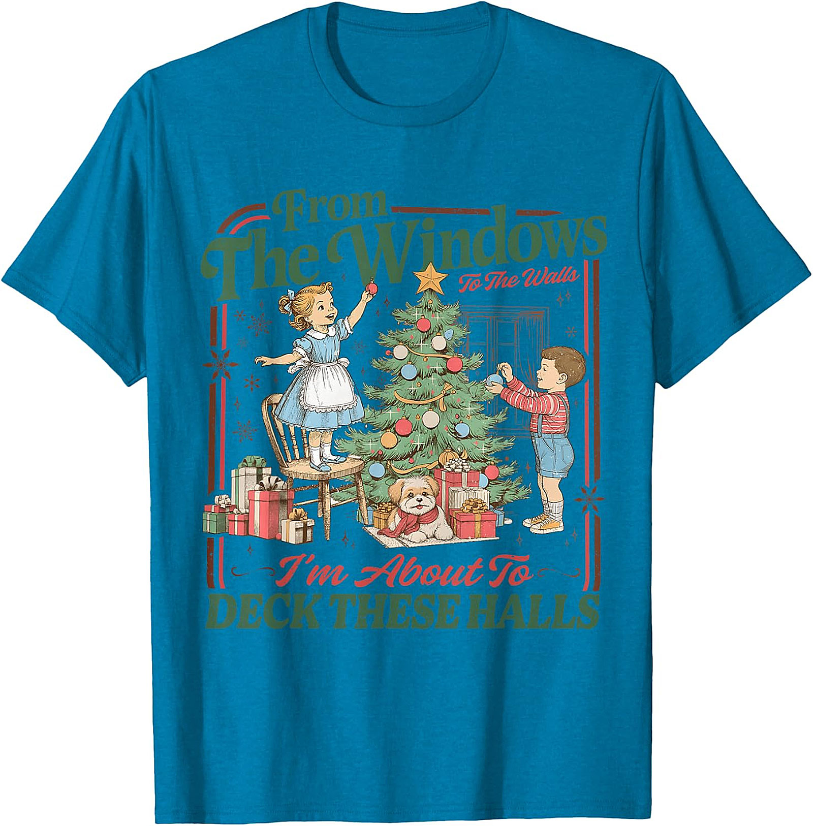 Deck These Halls Vintage Christmas T-Shirt | Retro Holiday Tee