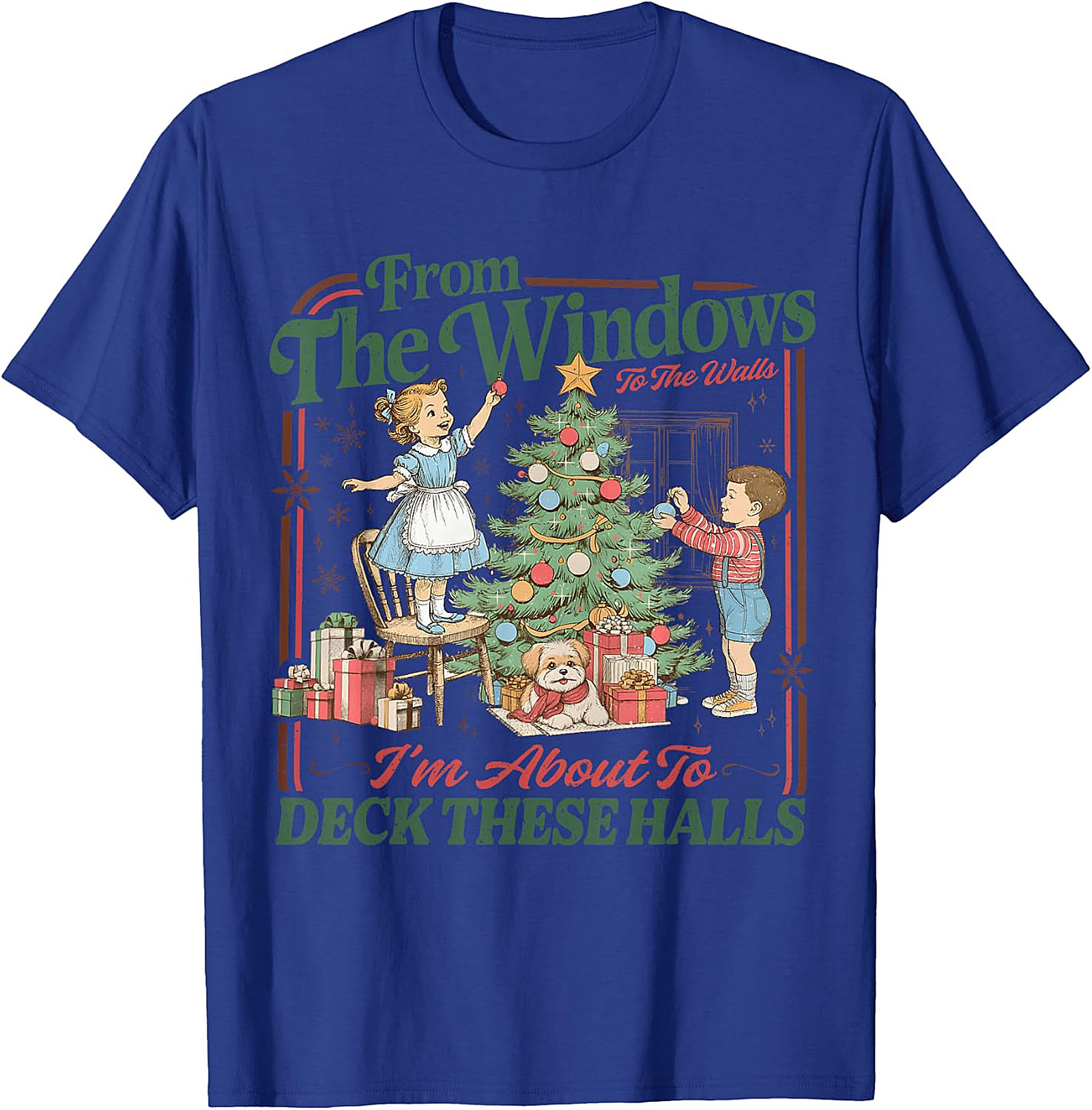 Deck These Halls Vintage Christmas T-Shirt | Retro Holiday Tee