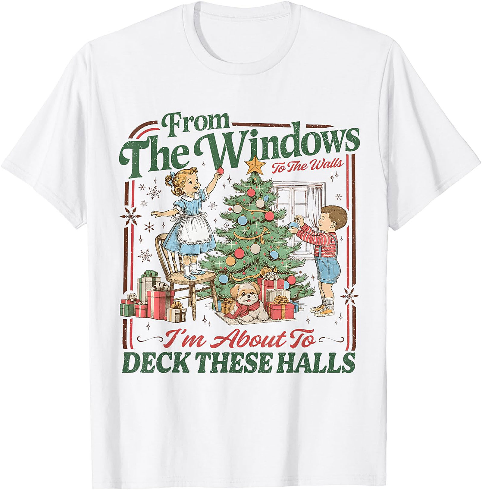 Deck These Halls Vintage Christmas T-Shirt | Retro Holiday Tee