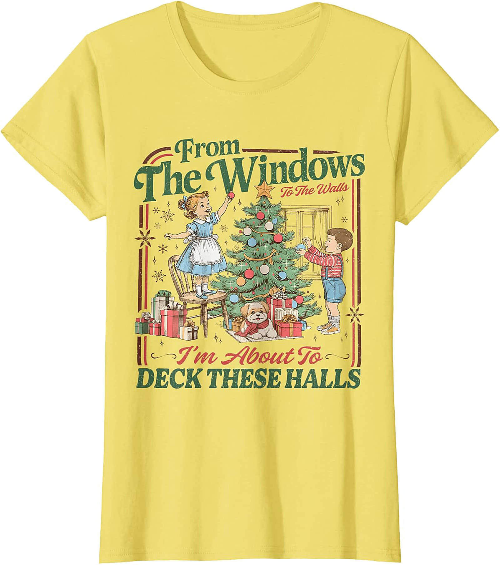 Deck These Halls Vintage Christmas T-Shirt | Retro Holiday Tee