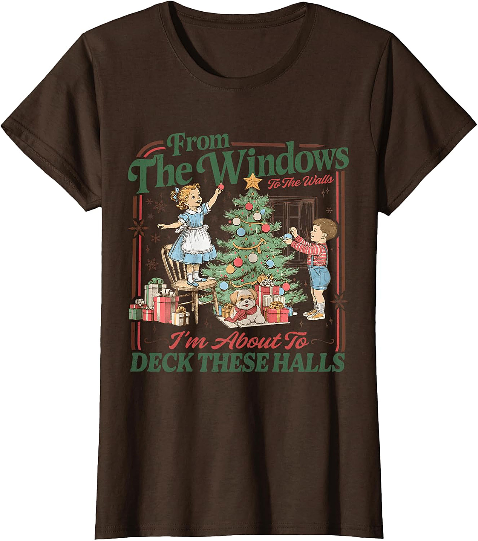 Deck These Halls Vintage Christmas T-Shirt | Retro Holiday Tee