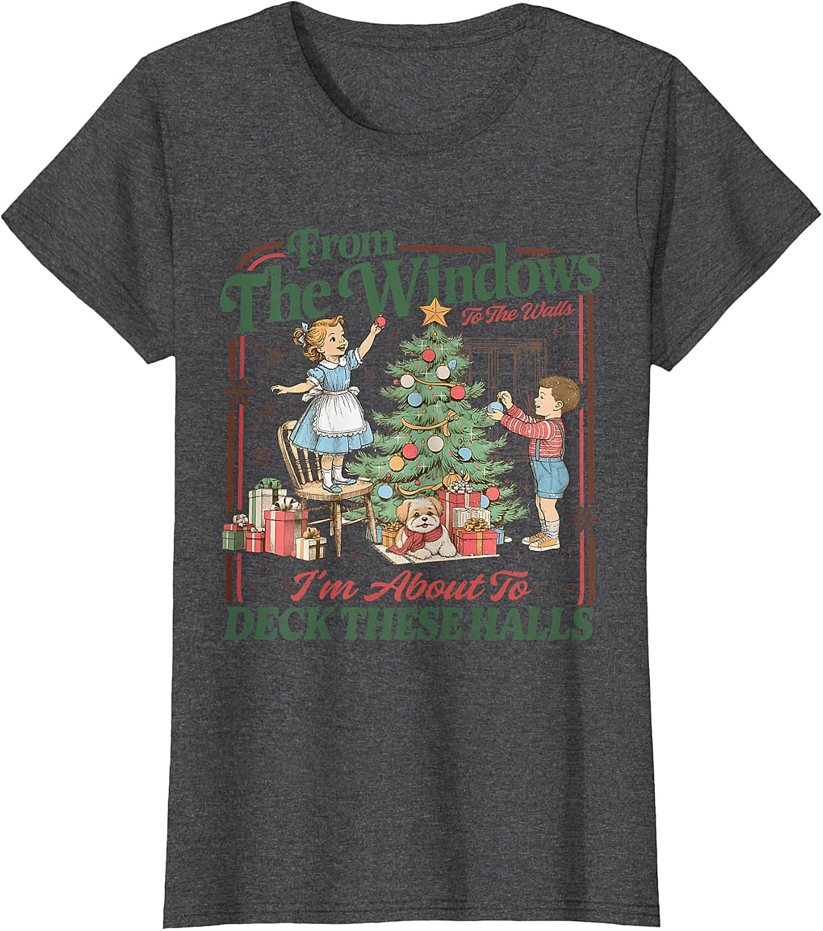 Deck These Halls Vintage Christmas T-Shirt | Retro Holiday Tee