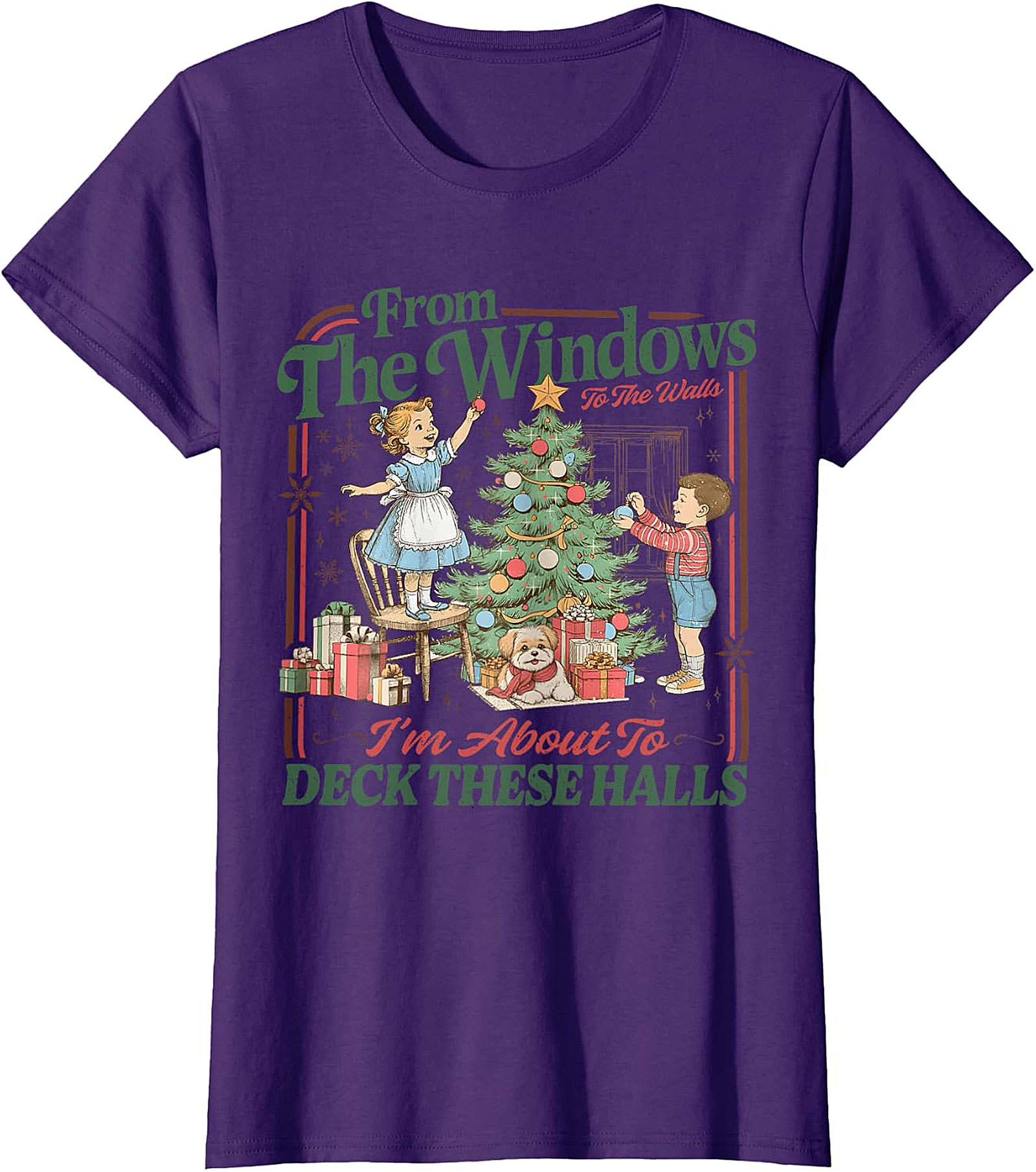 Deck These Halls Vintage Christmas T-Shirt | Retro Holiday Tee
