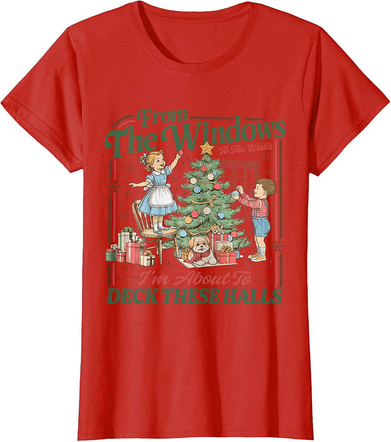 Deck These Halls Vintage Christmas T-Shirt | Retro Holiday Tee