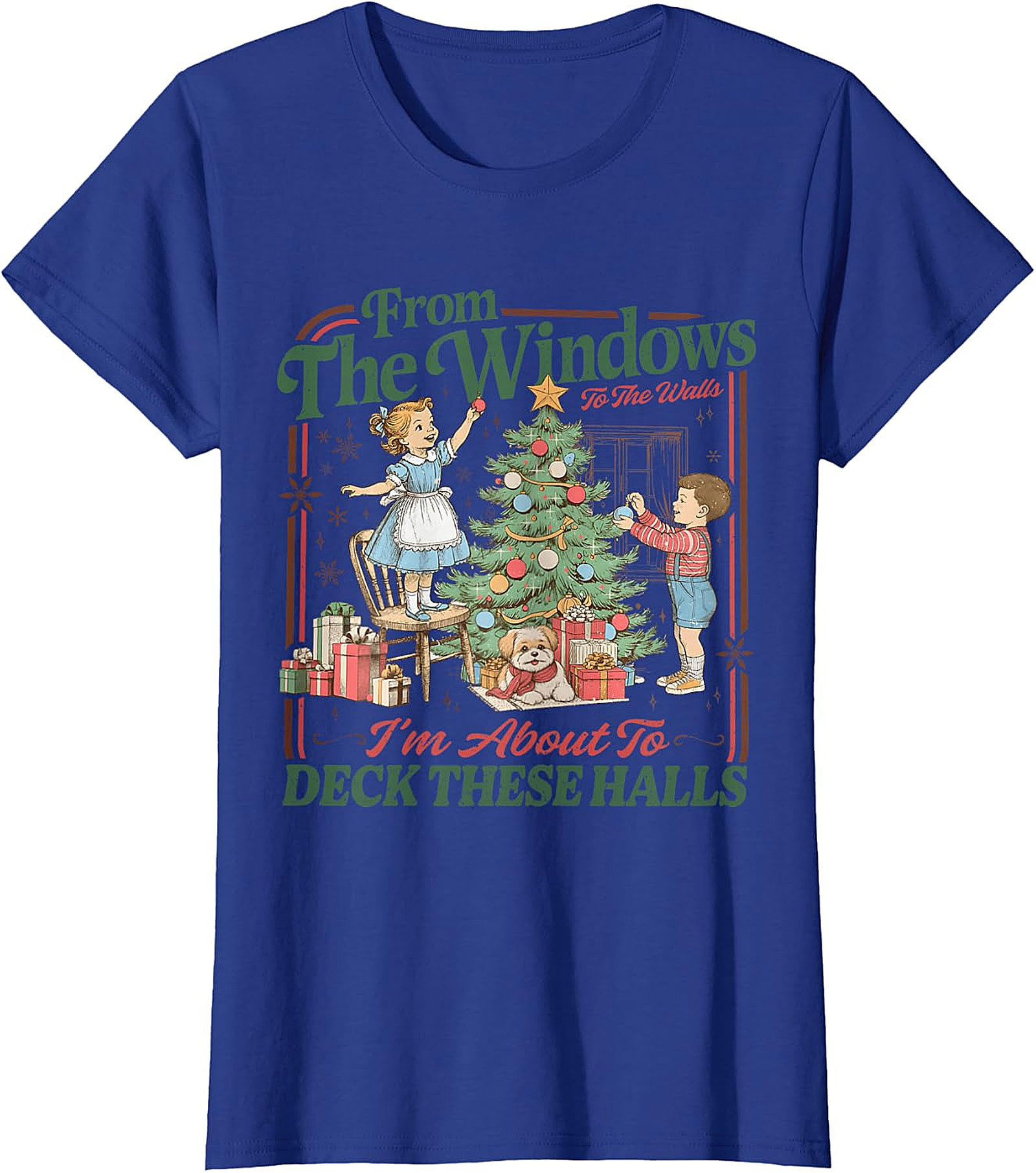 Deck These Halls Vintage Christmas T-Shirt | Retro Holiday Tee