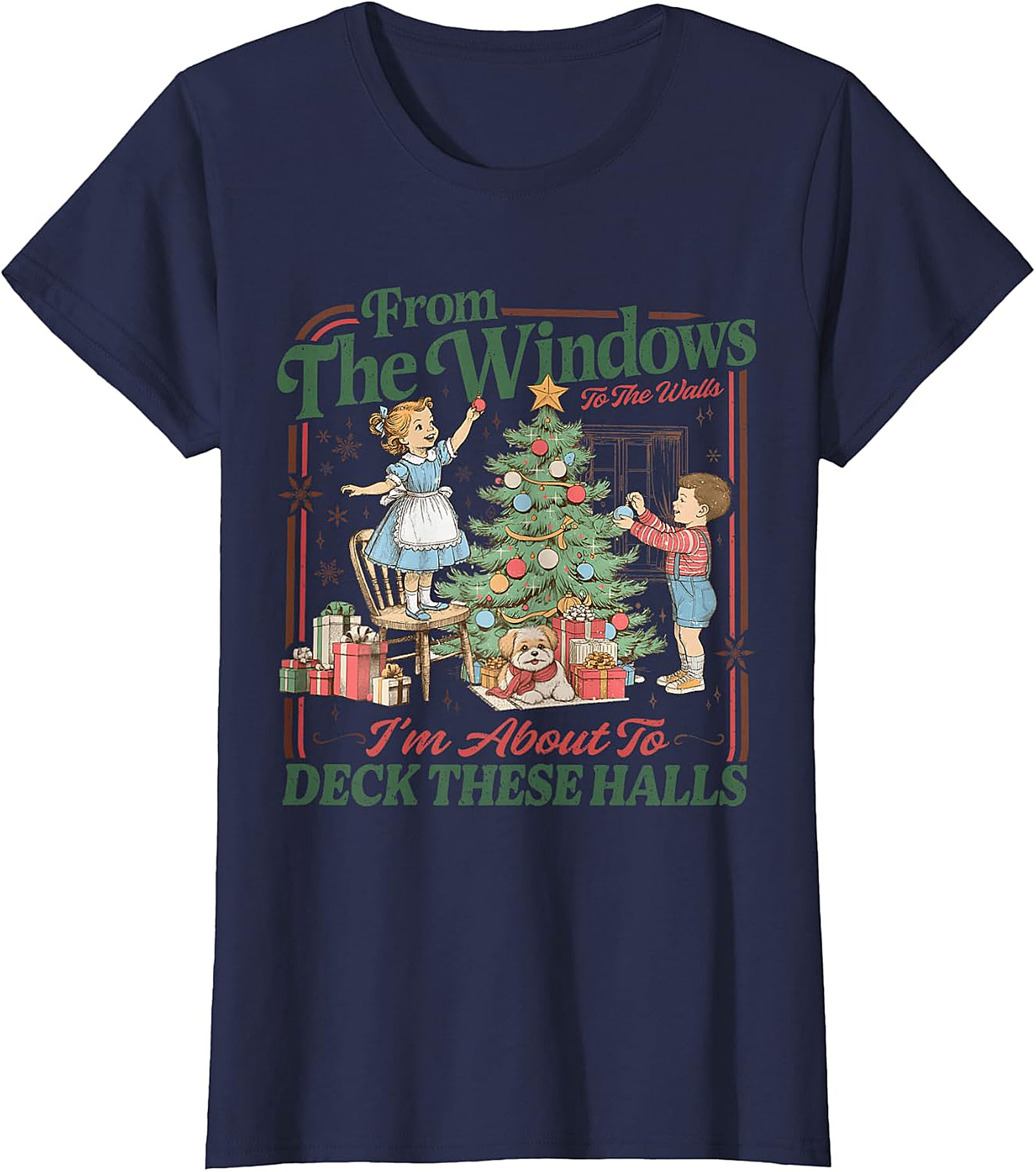 Deck These Halls Vintage Christmas T-Shirt | Retro Holiday Tee
