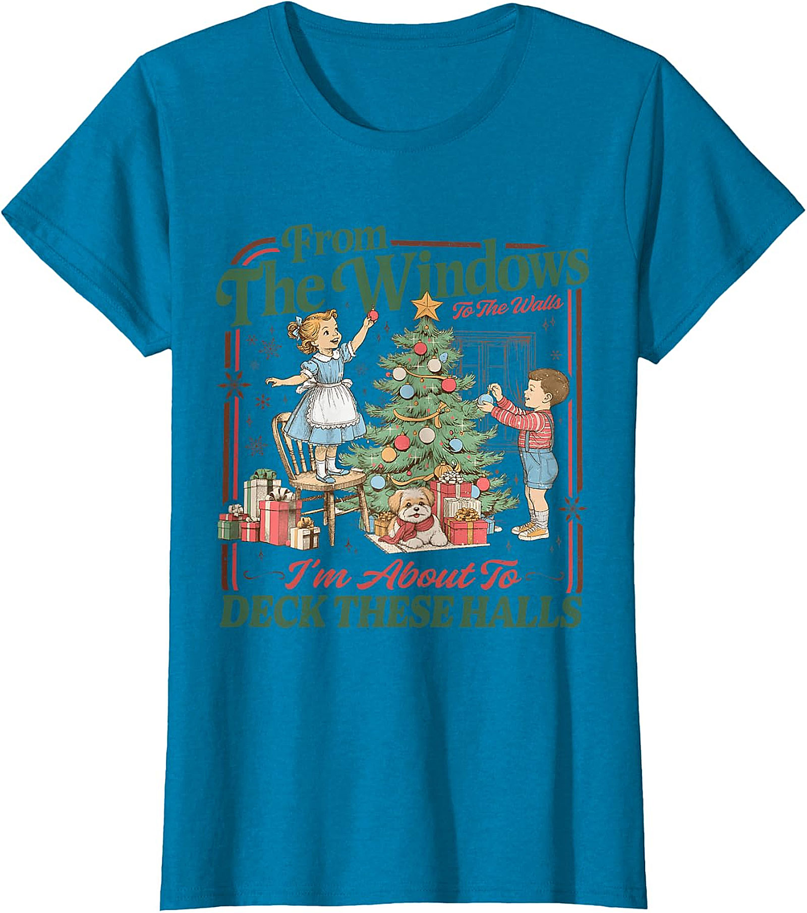Deck These Halls Vintage Christmas T-Shirt | Retro Holiday Tee