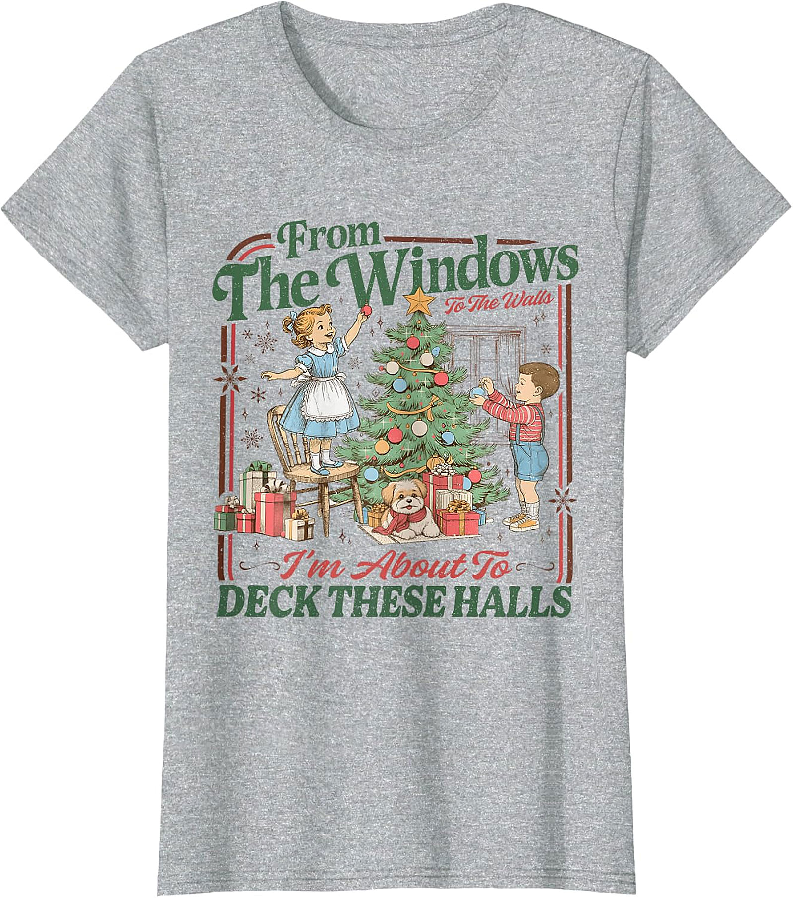 Deck These Halls Vintage Christmas T-Shirt | Retro Holiday Tee