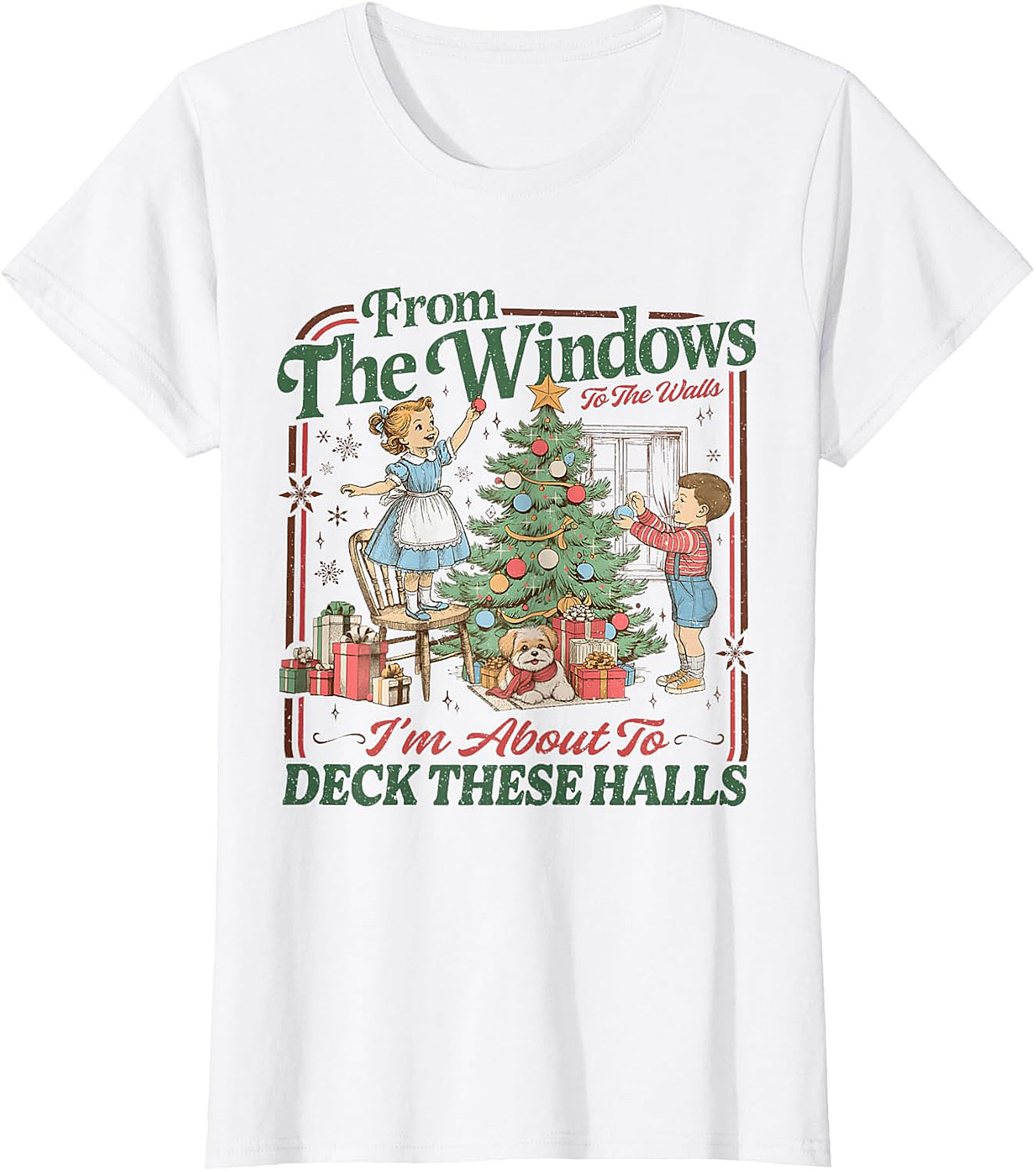 Deck These Halls Vintage Christmas T-Shirt | Retro Holiday Tee