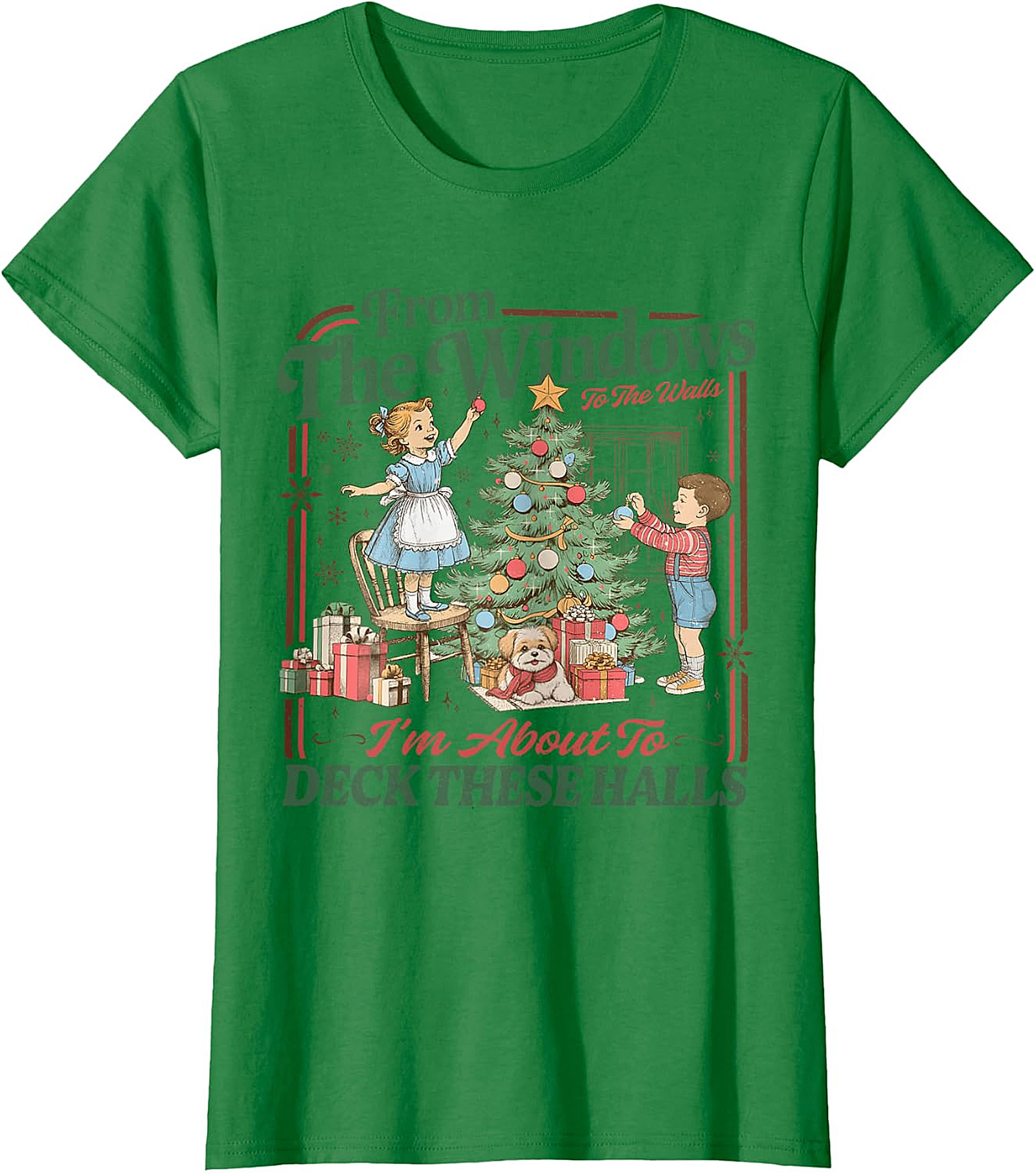 Deck These Halls Vintage Christmas T-Shirt | Retro Holiday Tee