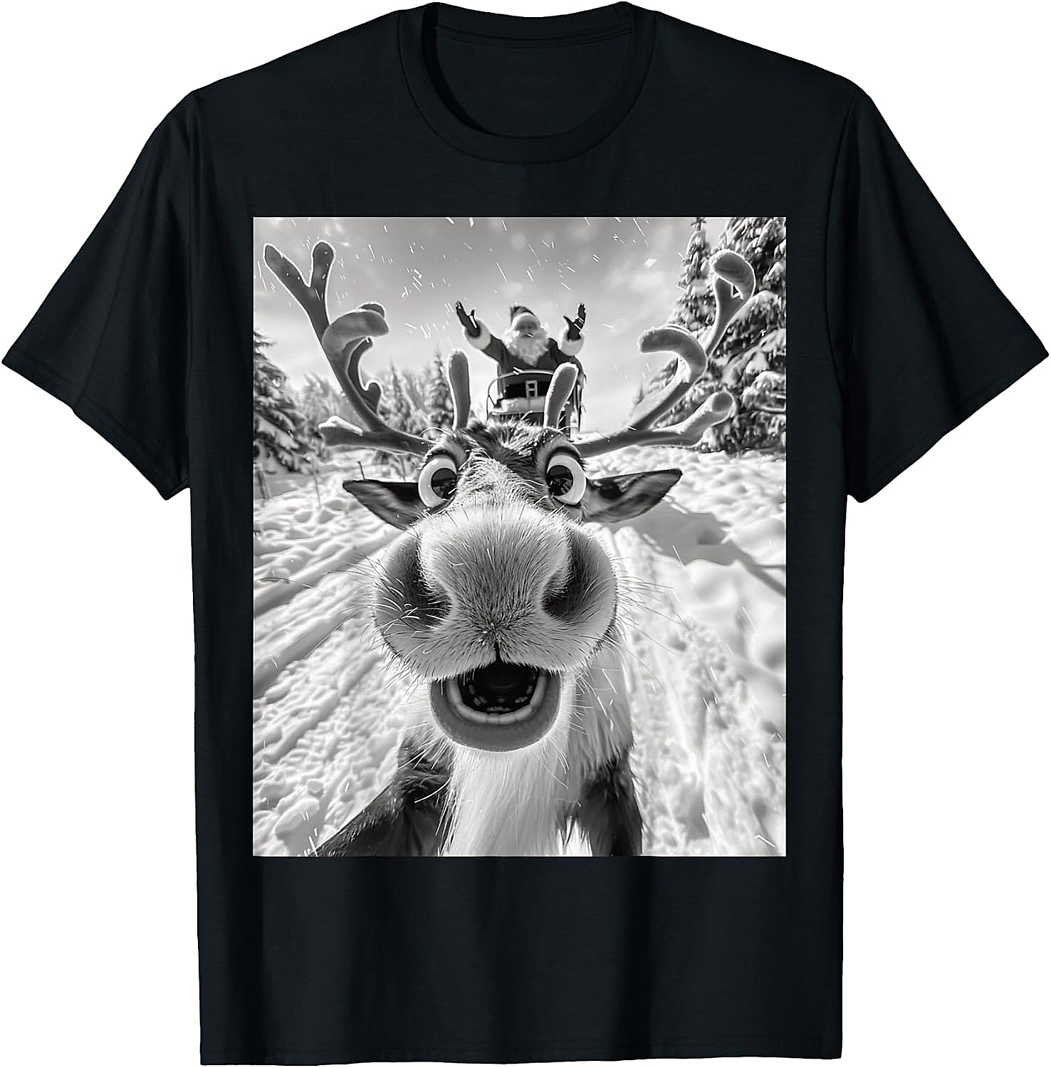 Funny Reindeer Selfie Christmas T-Shirt Holiday Tee