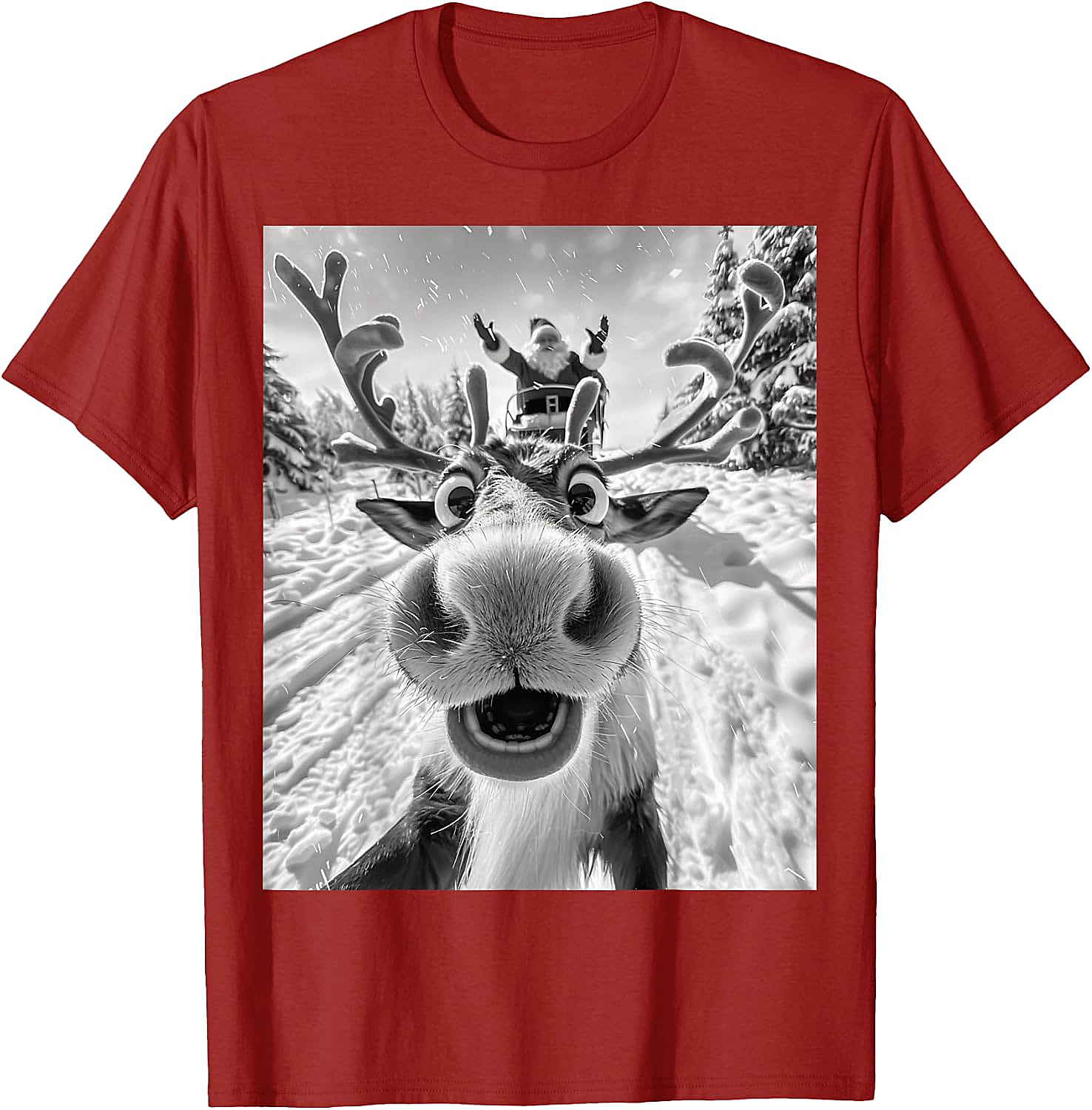 Funny Reindeer Selfie Christmas T-Shirt Holiday Tee
