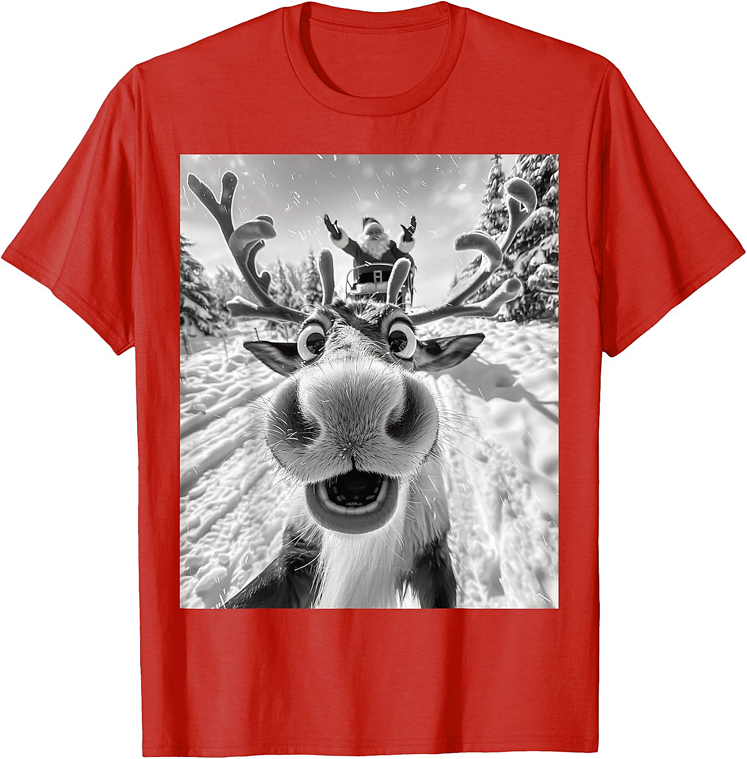 Funny Reindeer Selfie Christmas T-Shirt Holiday Tee