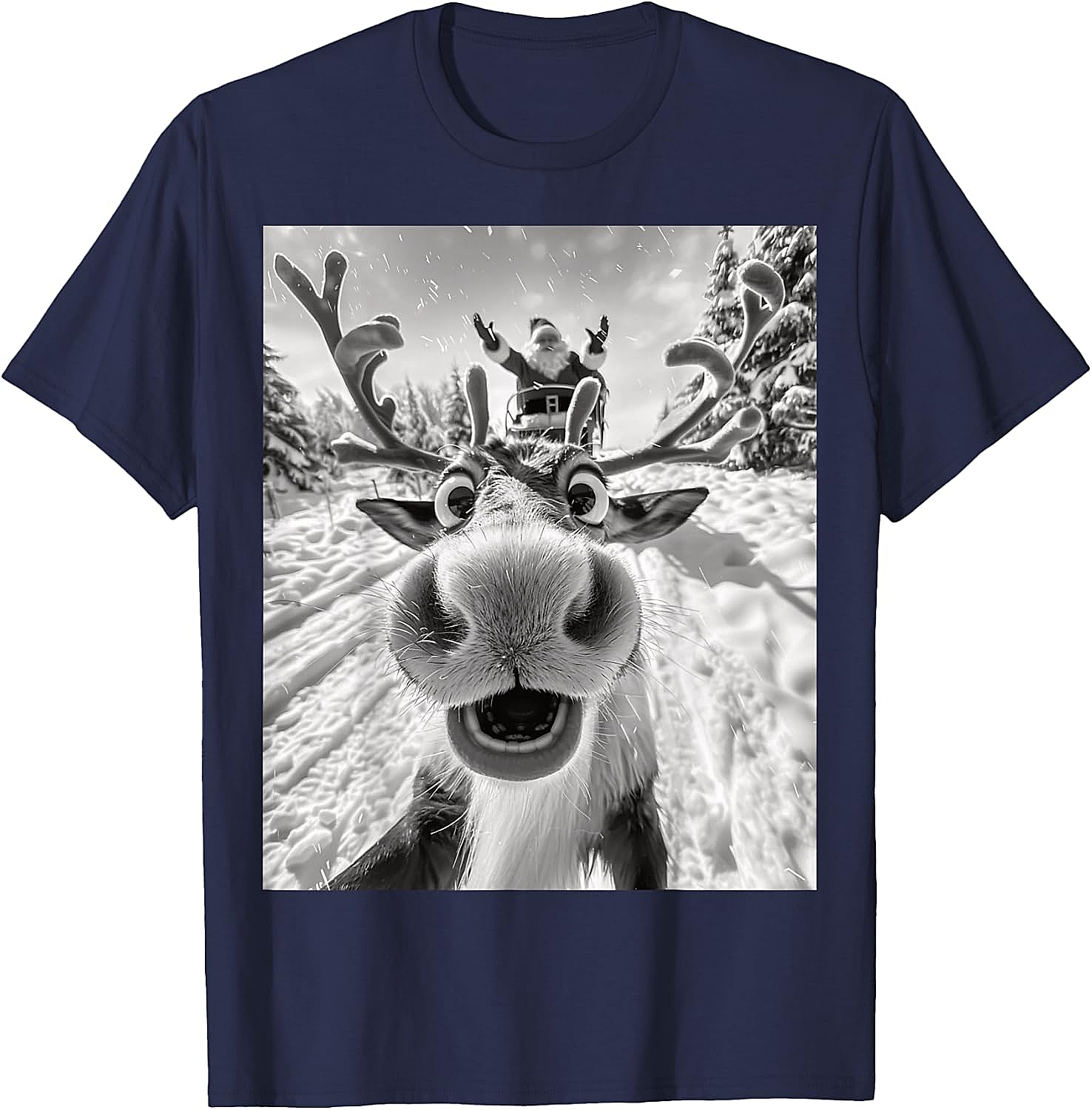 Funny Reindeer Selfie Christmas T-Shirt Holiday Tee