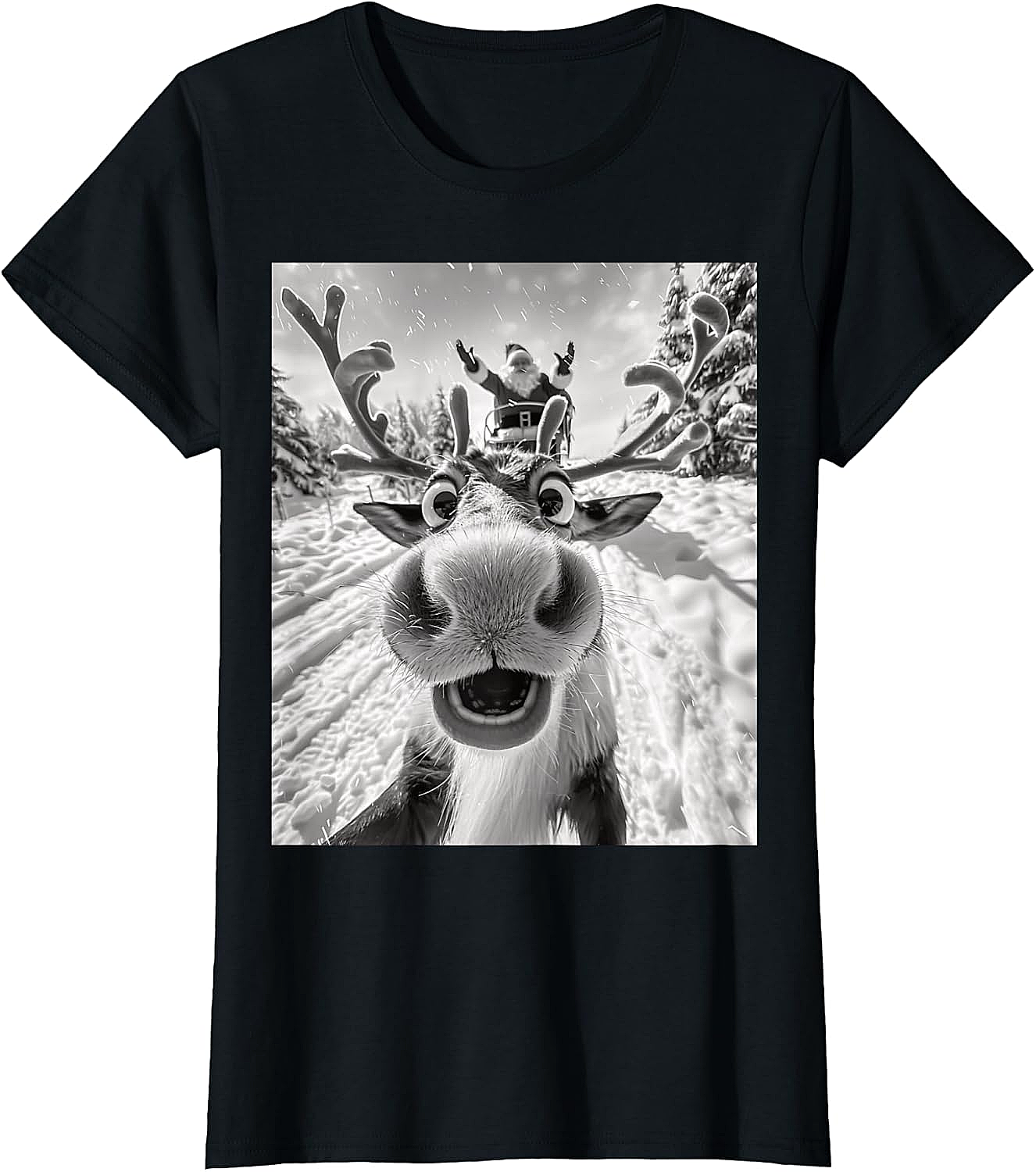 Funny Reindeer Selfie Christmas T-Shirt Holiday Tee