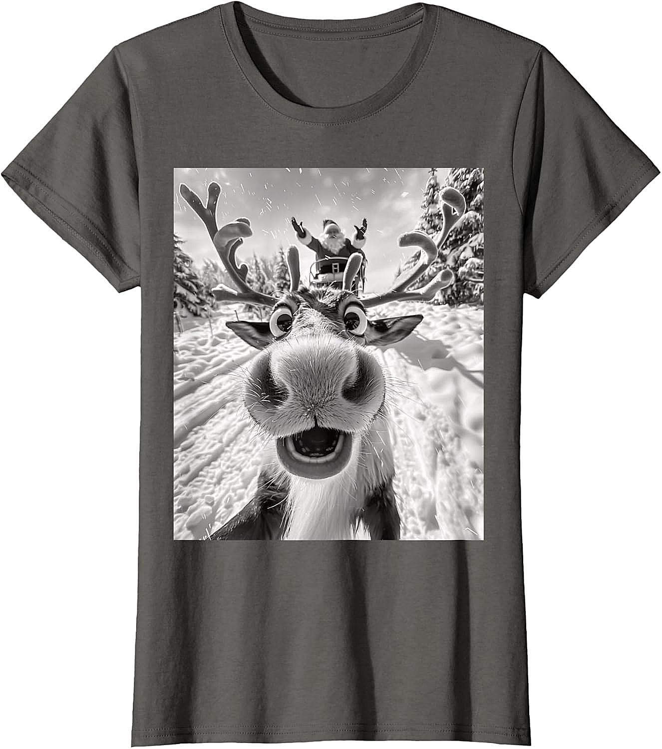 Funny Reindeer Selfie Christmas T-Shirt Holiday Tee