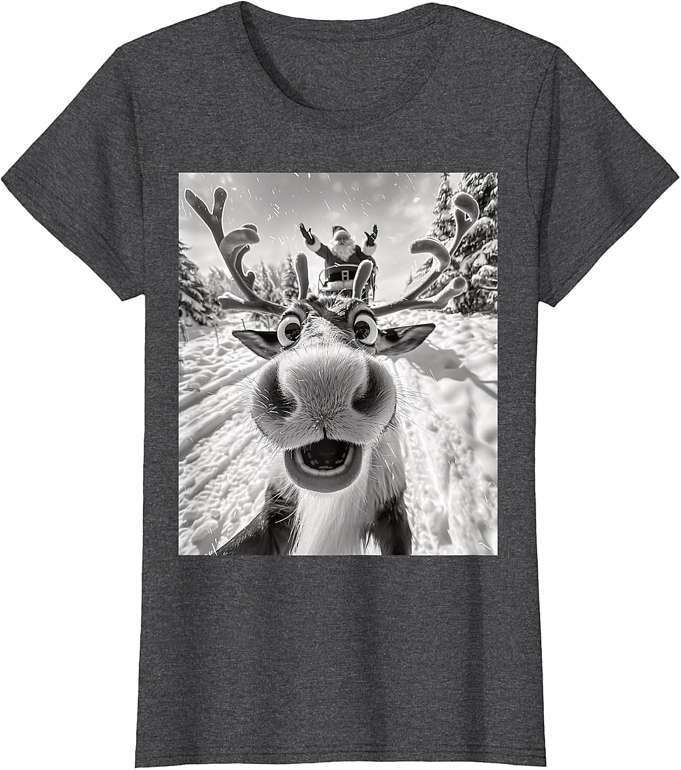 Funny Reindeer Selfie Christmas T-Shirt Holiday Tee