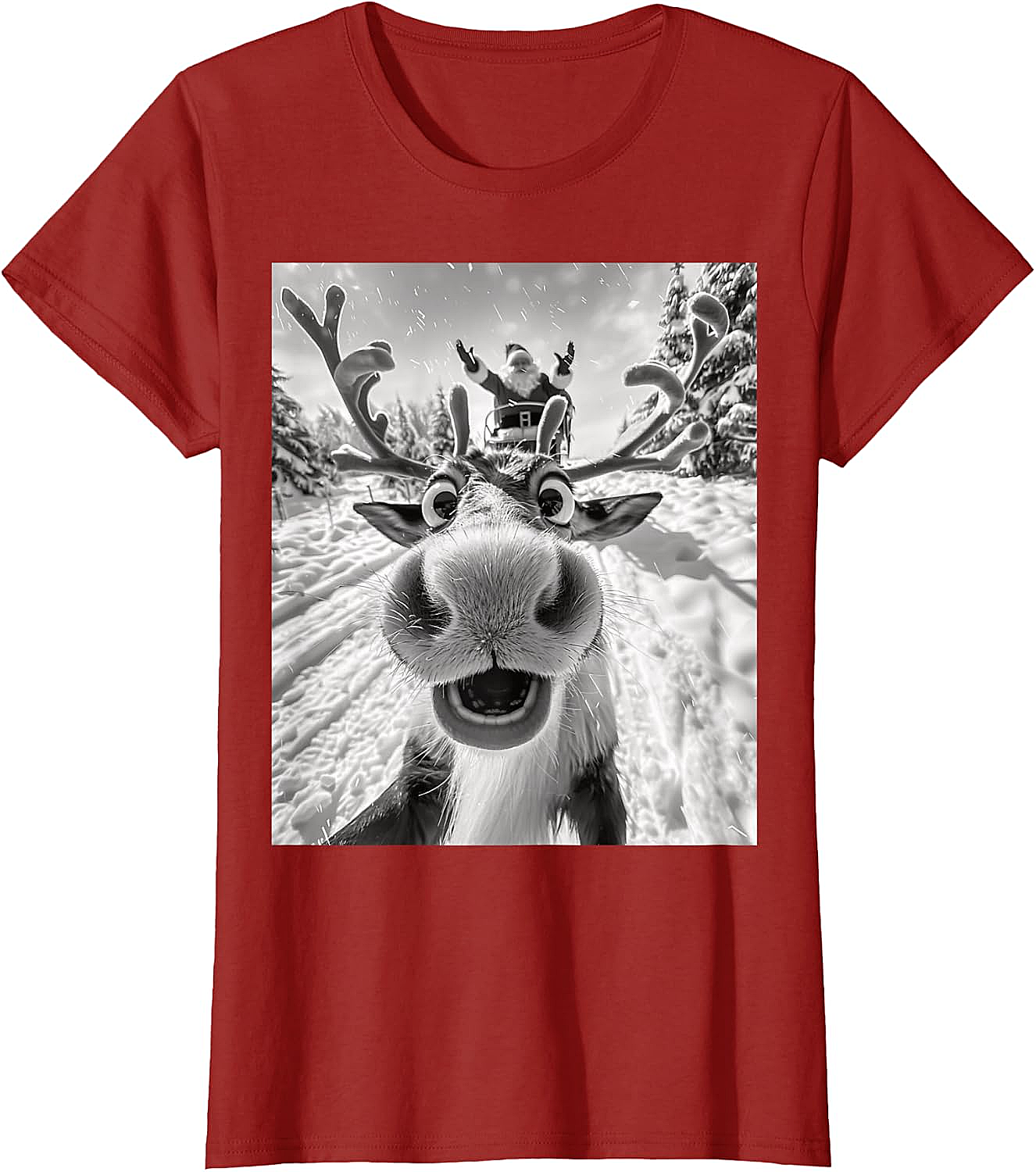 Funny Reindeer Selfie Christmas T-Shirt Holiday Tee