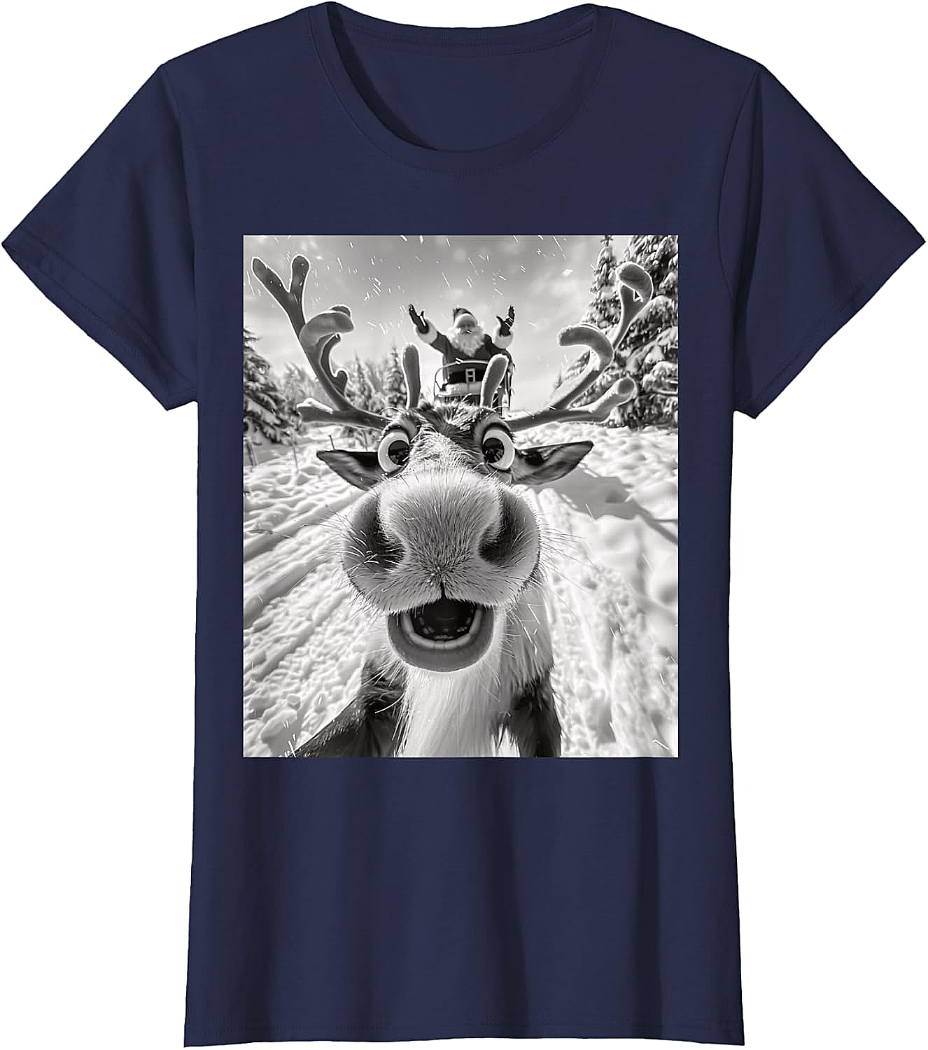 Funny Reindeer Selfie Christmas T-Shirt Holiday Tee