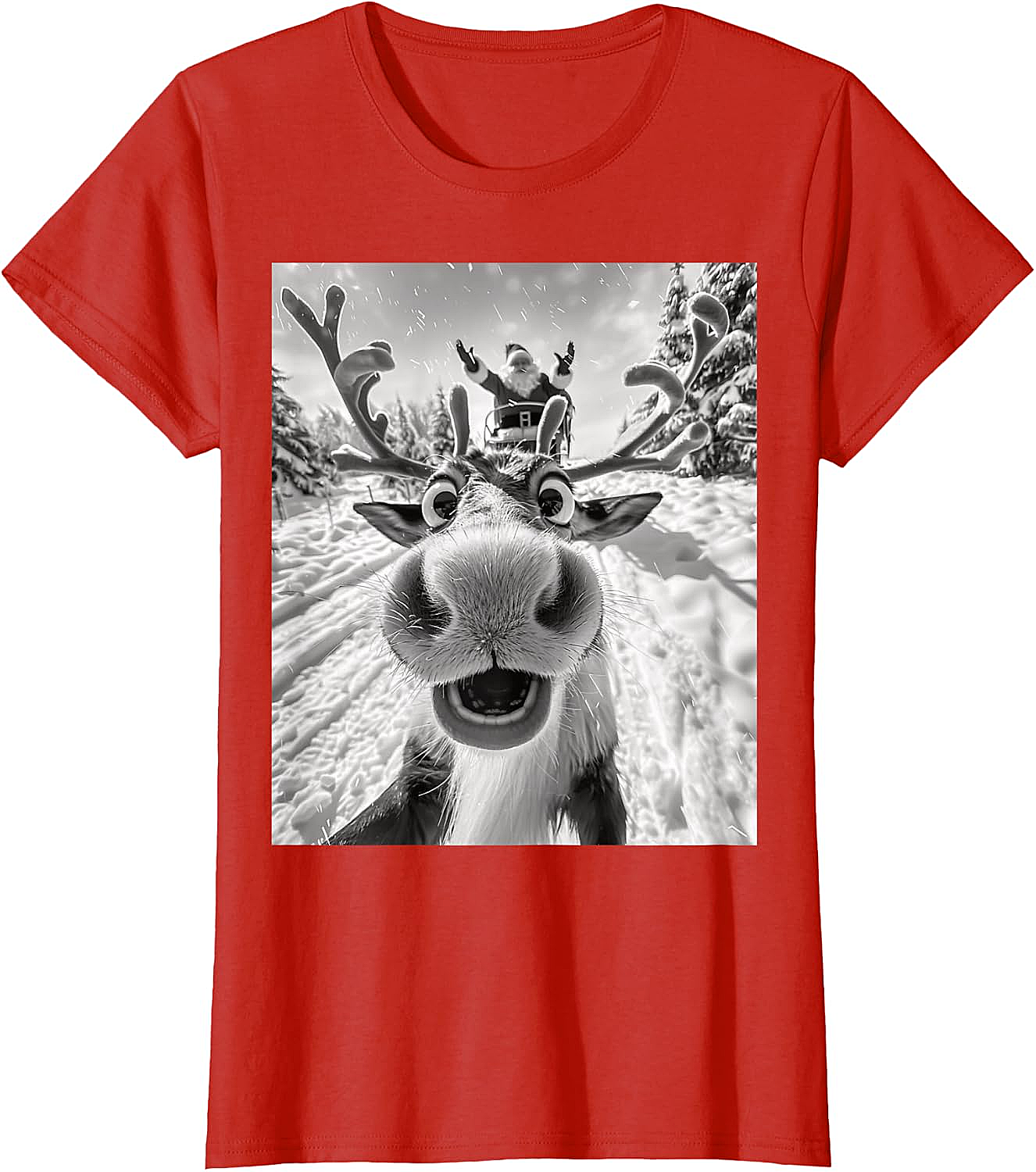 Funny Reindeer Selfie Christmas T-Shirt Holiday Tee