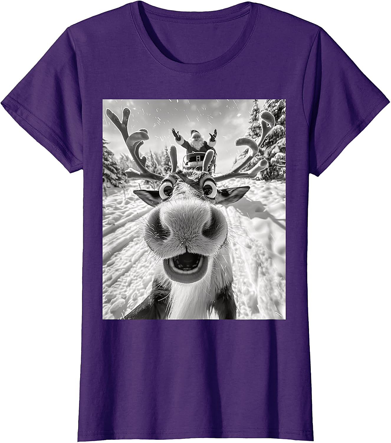 Funny Reindeer Selfie Christmas T-Shirt Holiday Tee