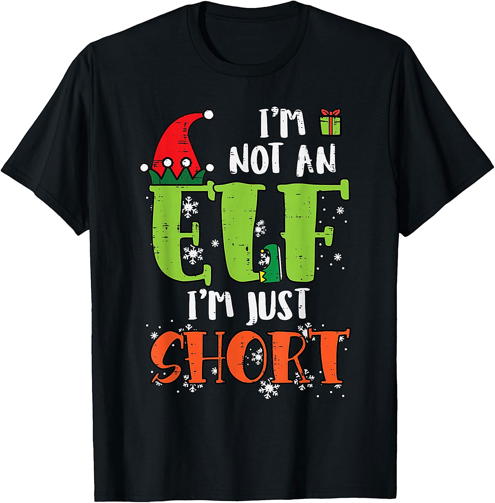 Funny "Not an Elf, Just Short" Christmas T-Shirt