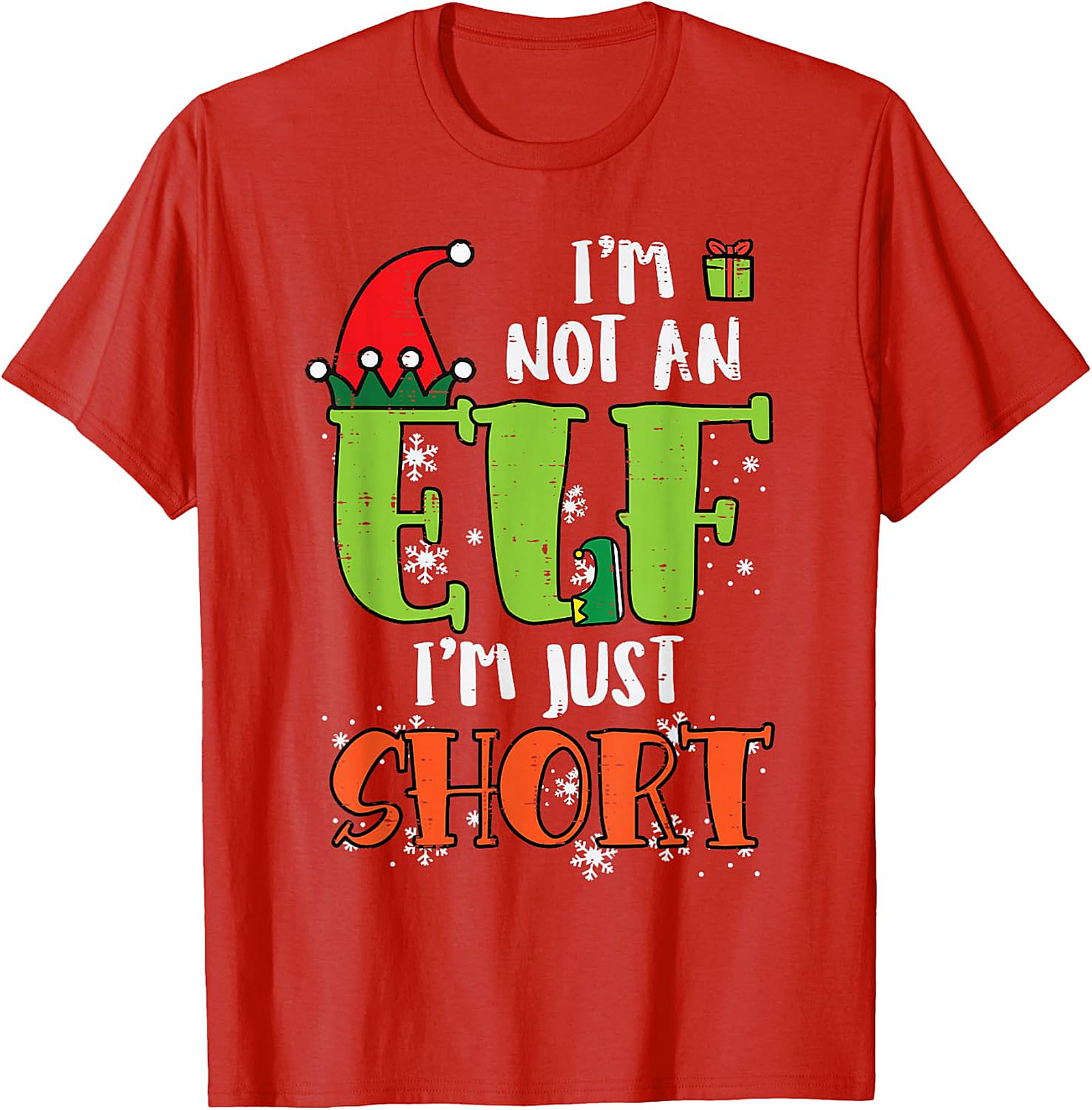 Funny "Not an Elf, Just Short" Christmas T-Shirt