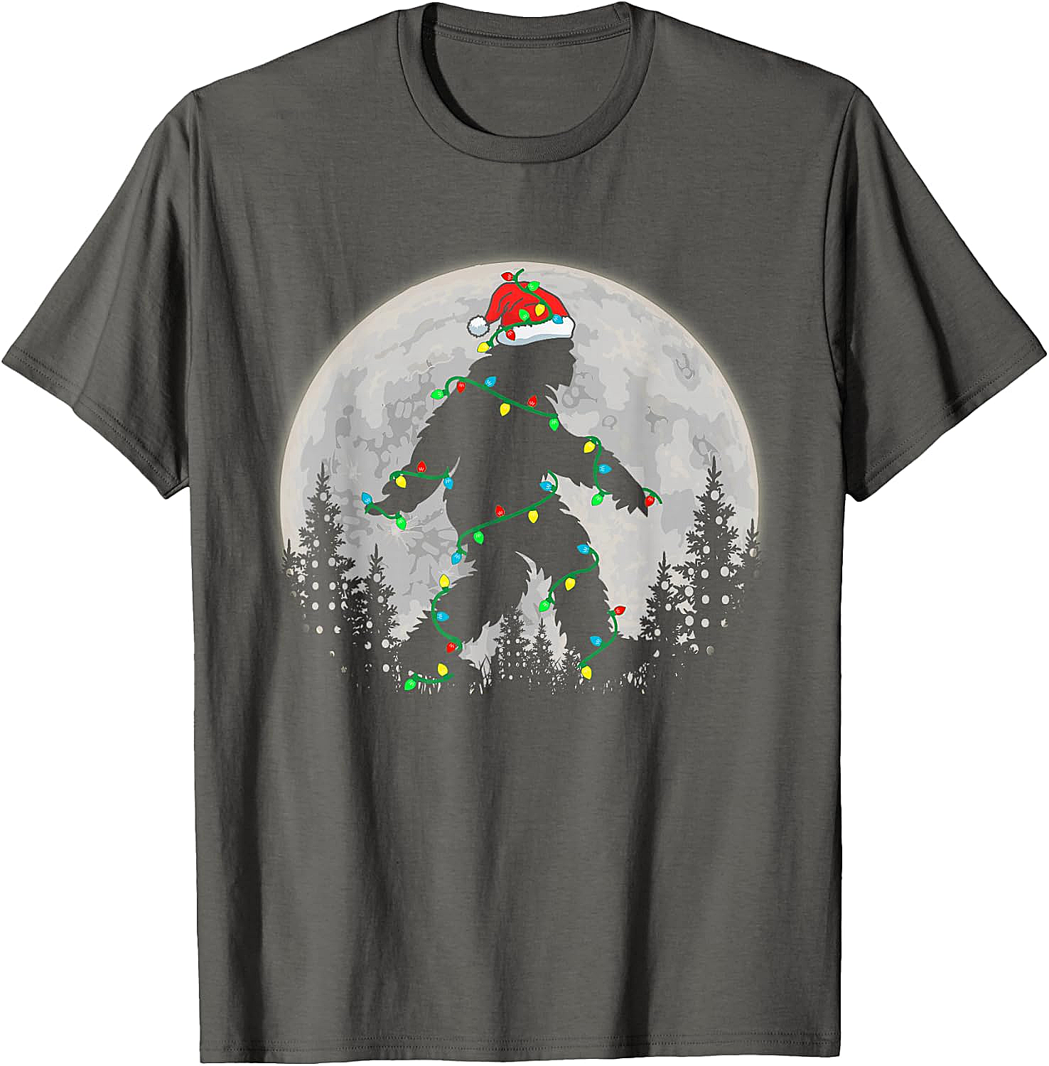 Bigfoot Santa Christmas Tree Lights Funny Xmas Sasquatch T-Shirt