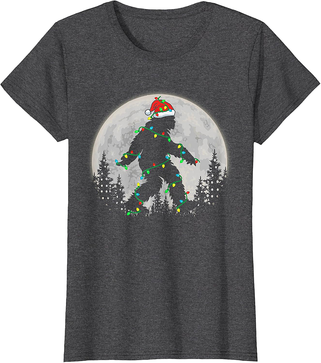 Bigfoot Santa Christmas Tree Lights Funny Xmas Sasquatch T-Shirt