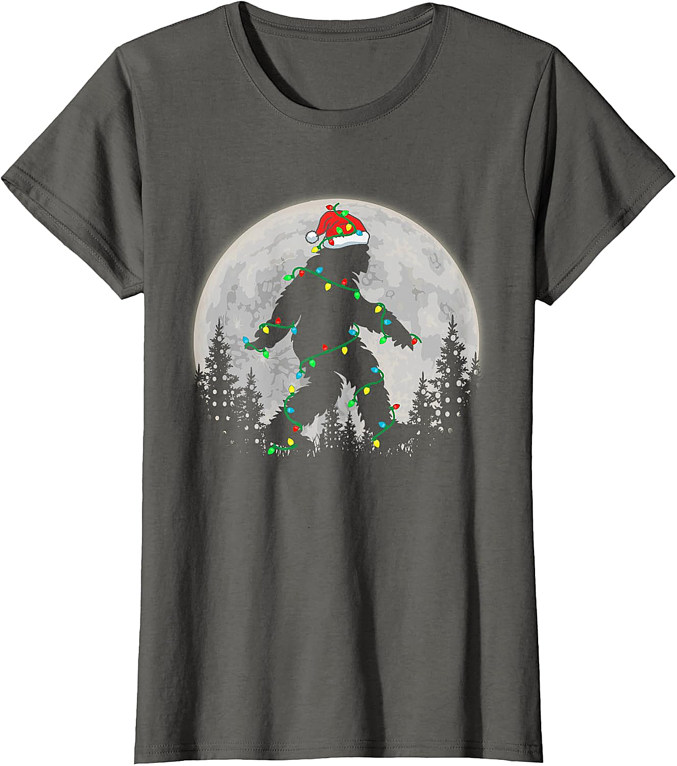 Bigfoot Santa Christmas Tree Lights Funny Xmas Sasquatch T-Shirt