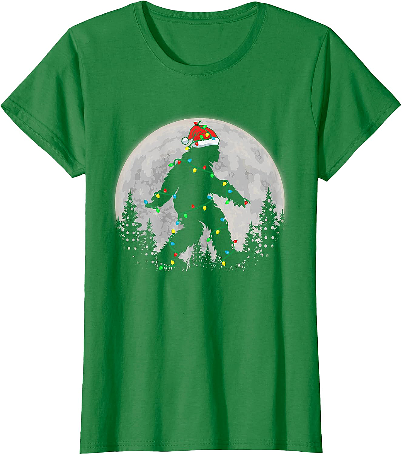 Bigfoot Santa Christmas Tree Lights Funny Xmas Sasquatch T-Shirt