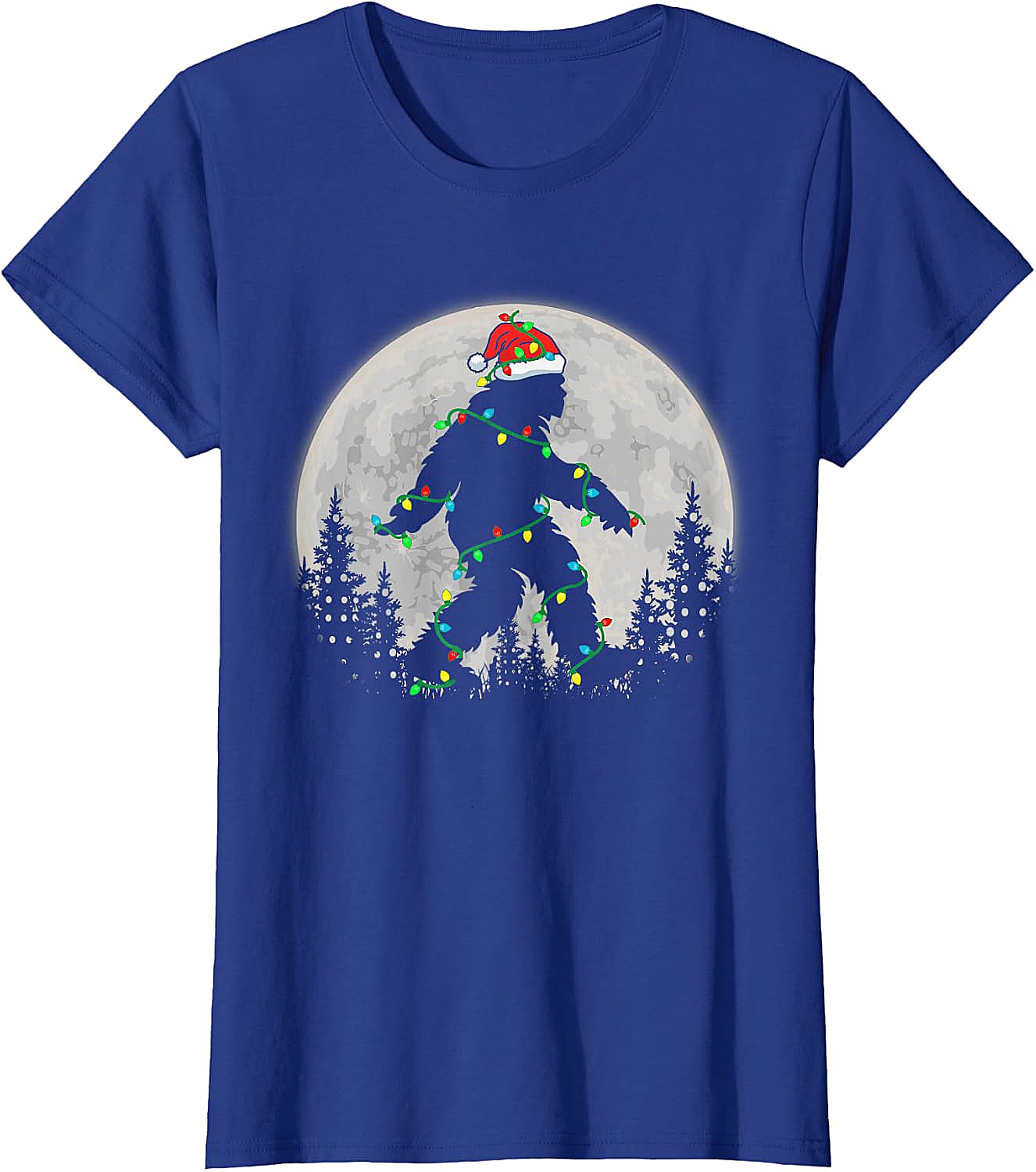 Bigfoot Santa Christmas Tree Lights Funny Xmas Sasquatch T-Shirt