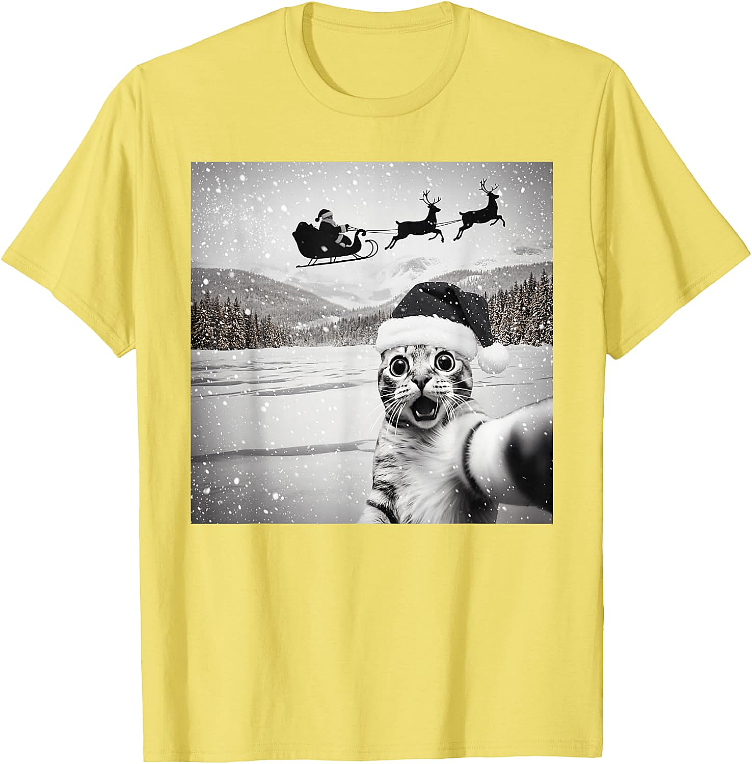  Cat Selfie Santa Funny Christmas T-Shirt - Unisex Tee
