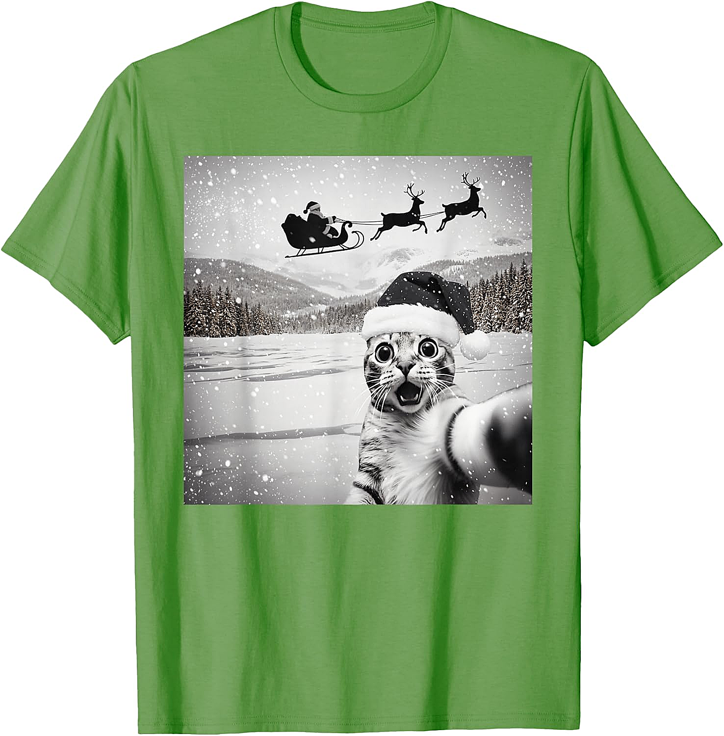  Cat Selfie Santa Funny Christmas T-Shirt - Unisex Tee