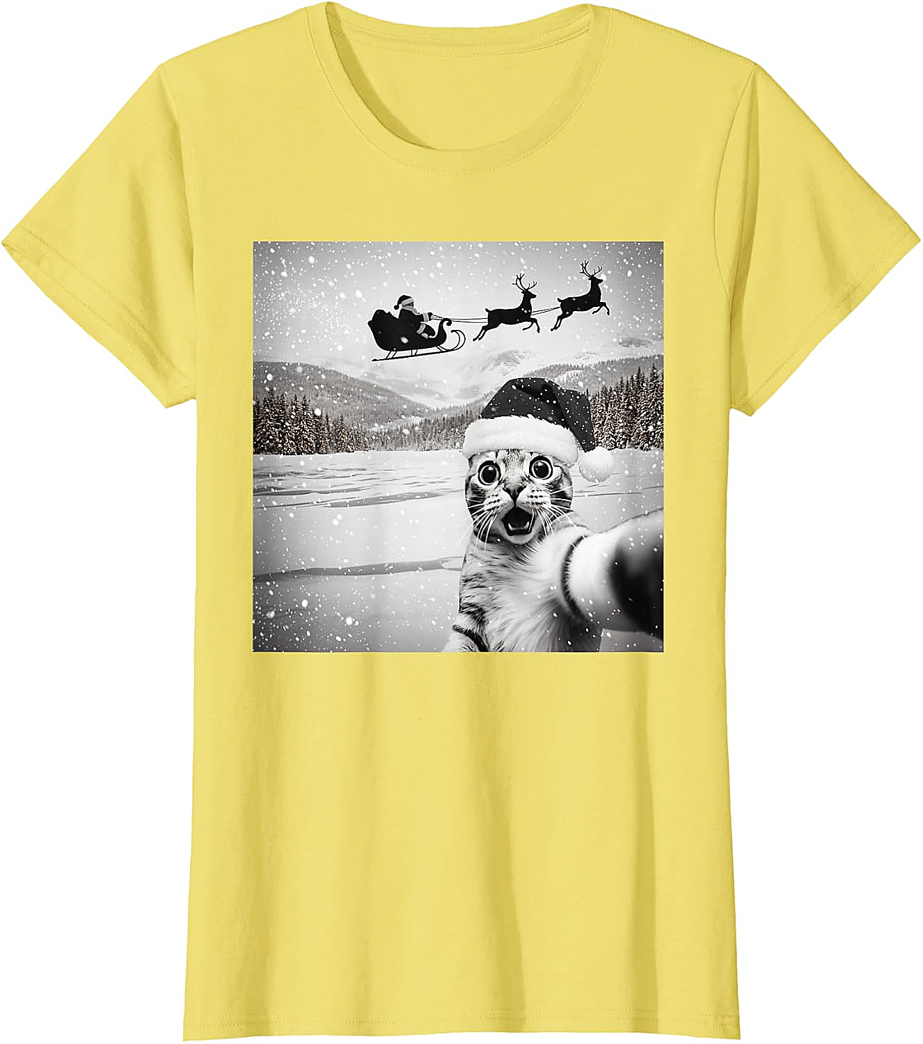  Cat Selfie Santa Funny Christmas T-Shirt - Unisex Tee