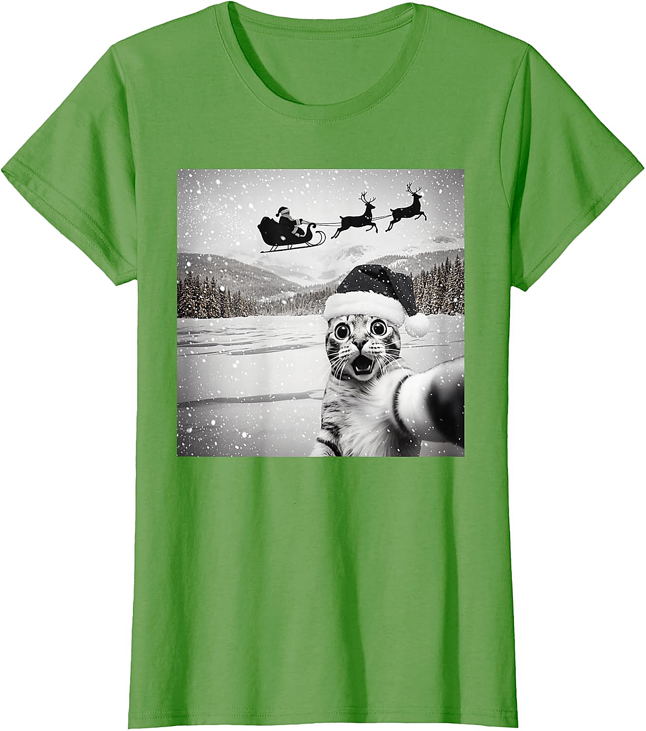  Cat Selfie Santa Funny Christmas T-Shirt - Unisex Tee