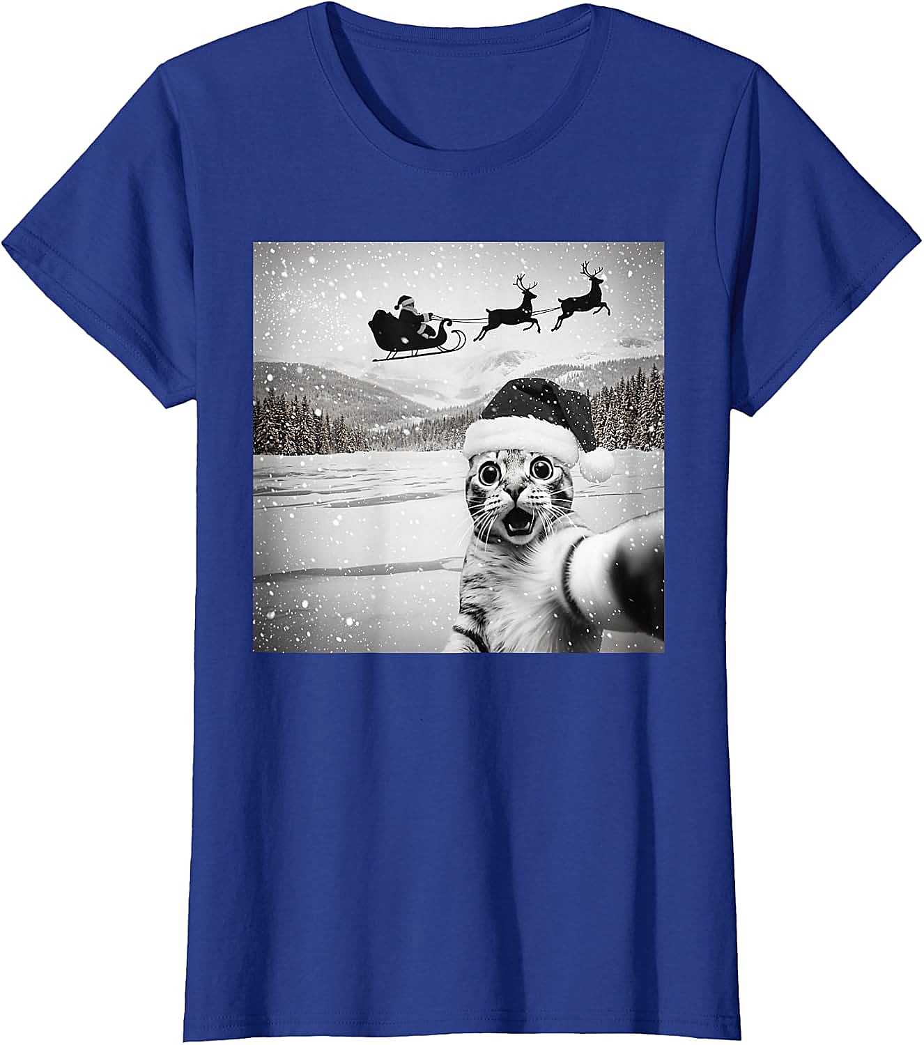  Cat Selfie Santa Funny Christmas T-Shirt - Unisex Tee