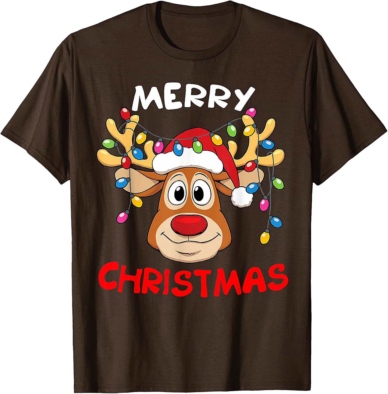 Festive Reindeer Christmas Lights Tee | Holiday Apparel