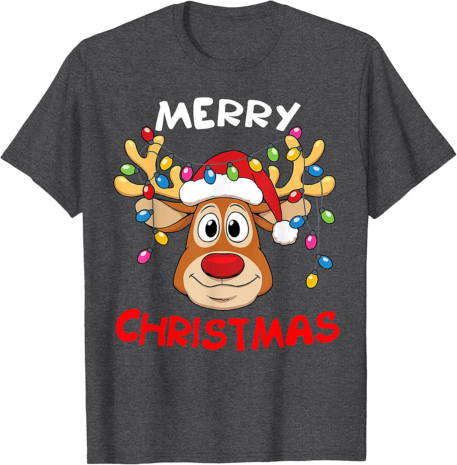 Festive Reindeer Christmas Lights Tee | Holiday Apparel