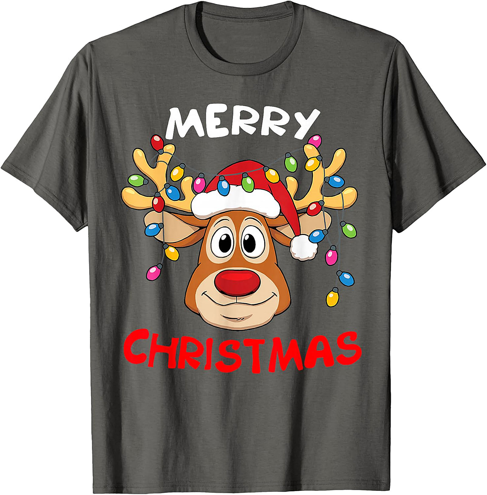 Festive Reindeer Christmas Lights Tee | Holiday Apparel