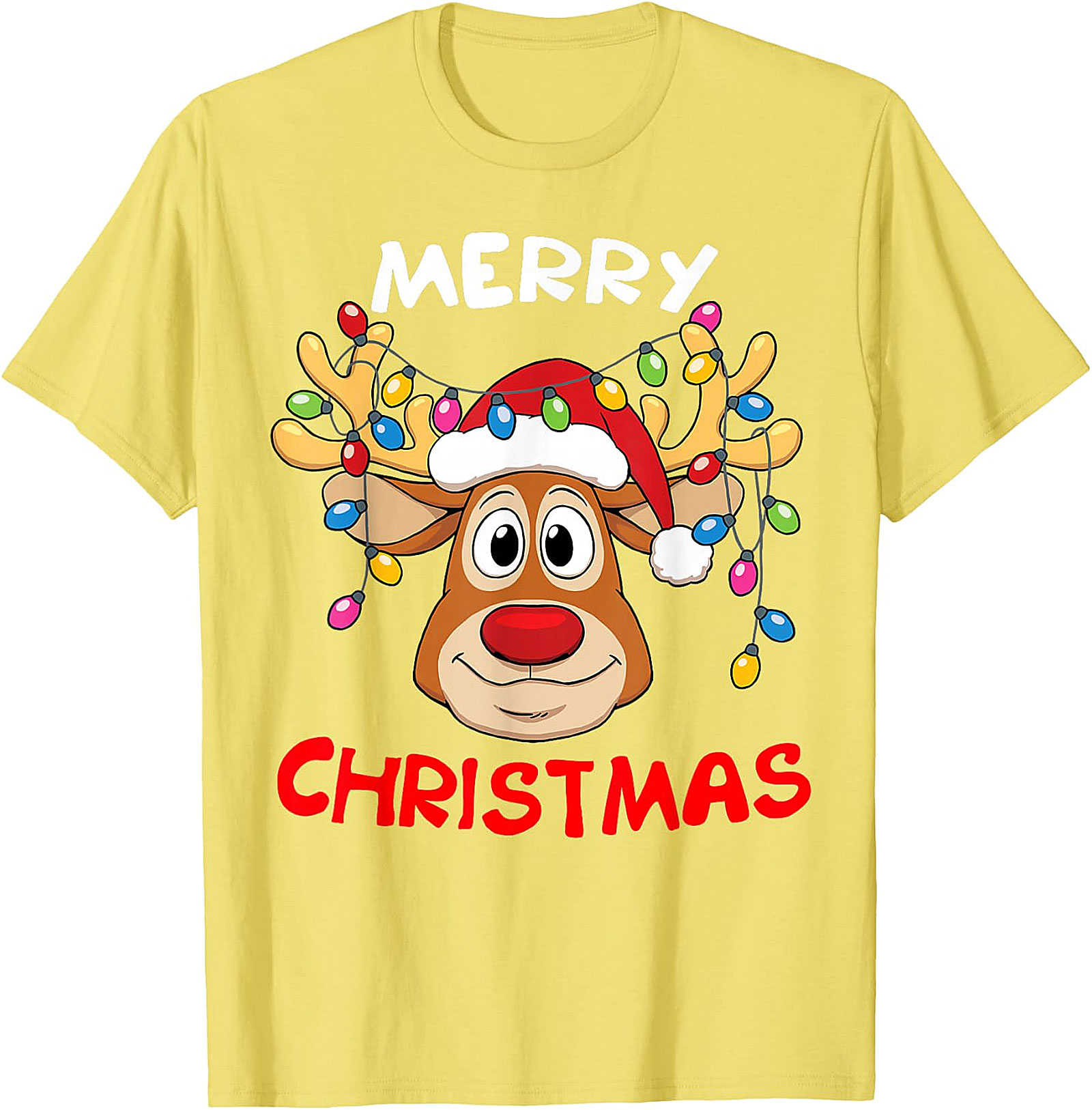 Festive Reindeer Christmas Lights Tee | Holiday Apparel
